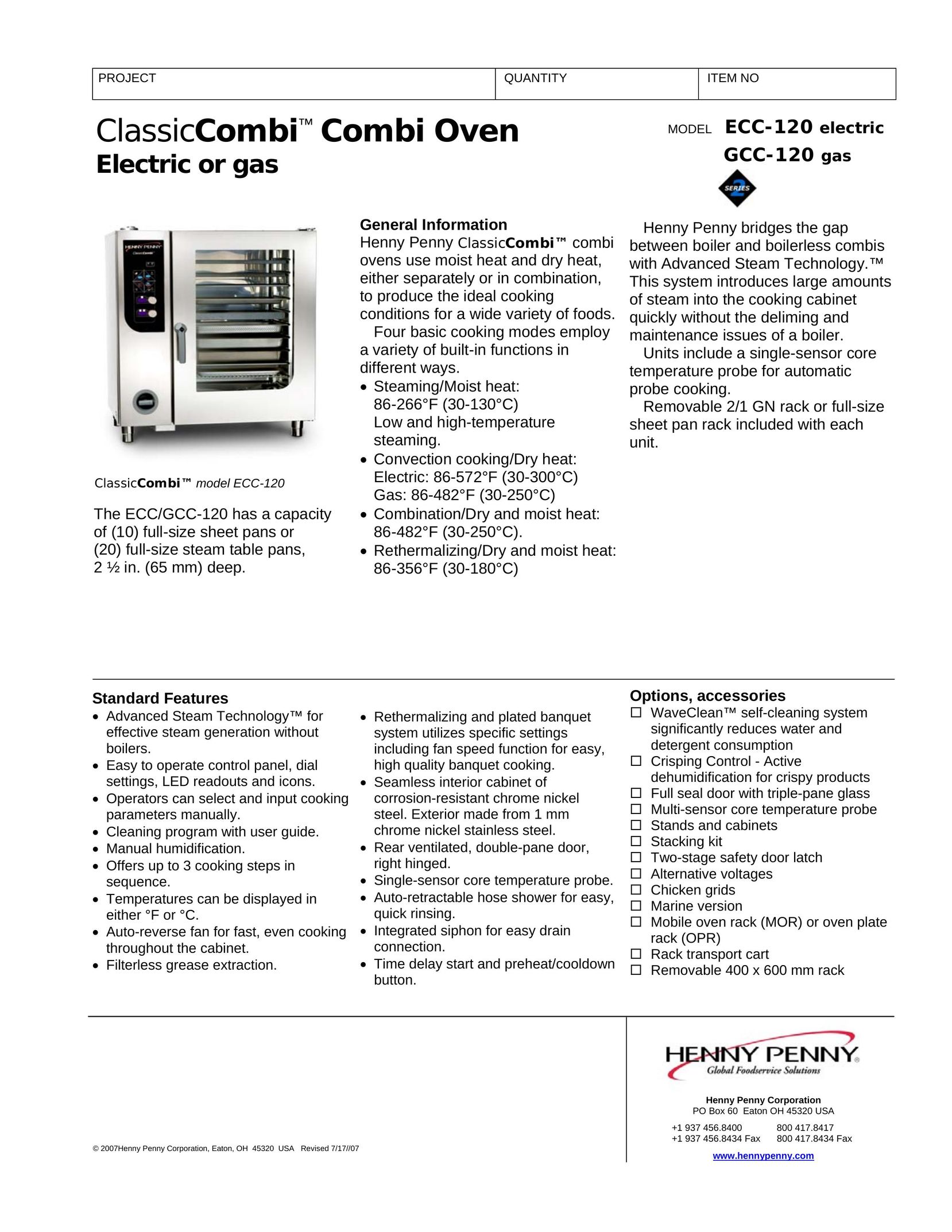 Henny Penny GCC-120 Gas Oven User Manual