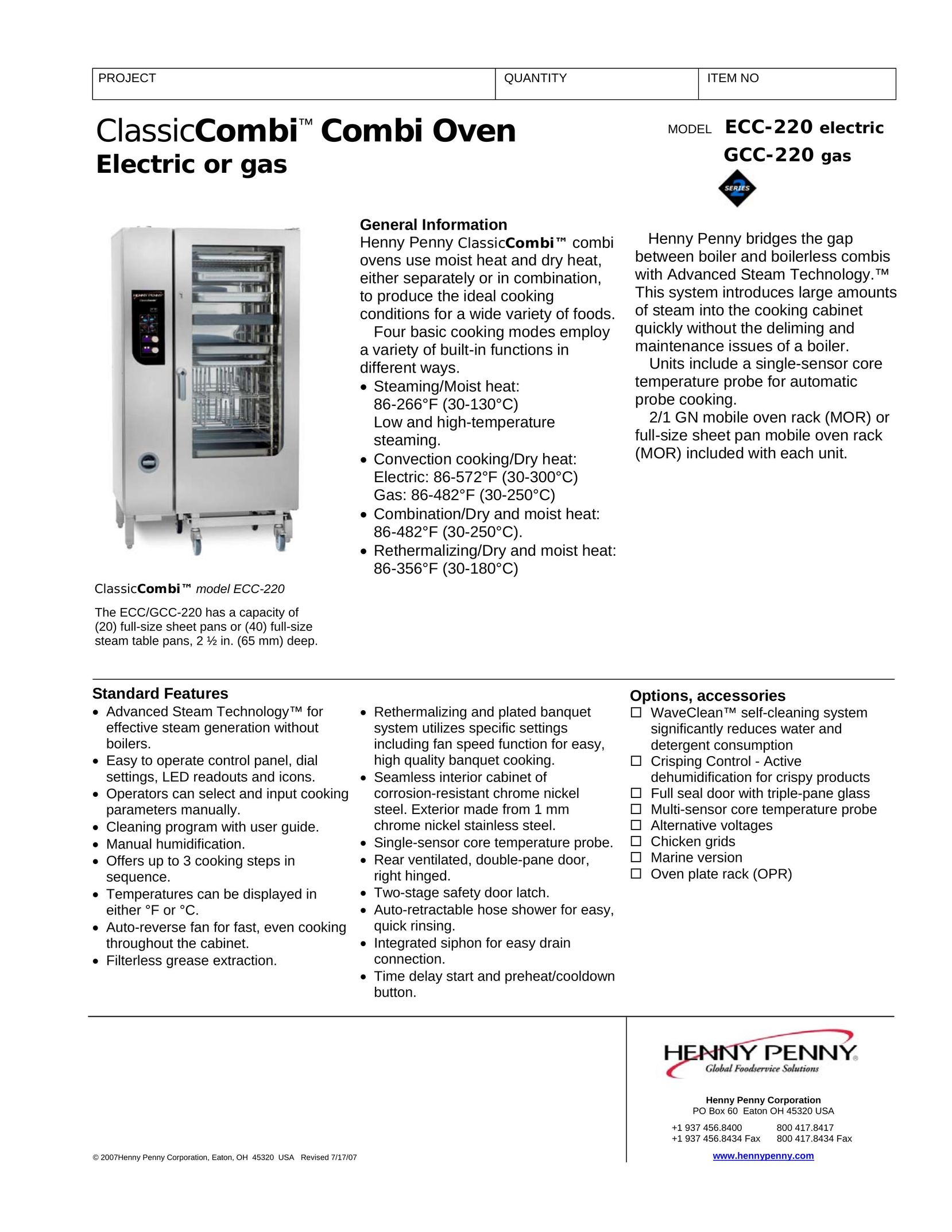 Henny Penny GCC-220 gas Oven User Manual