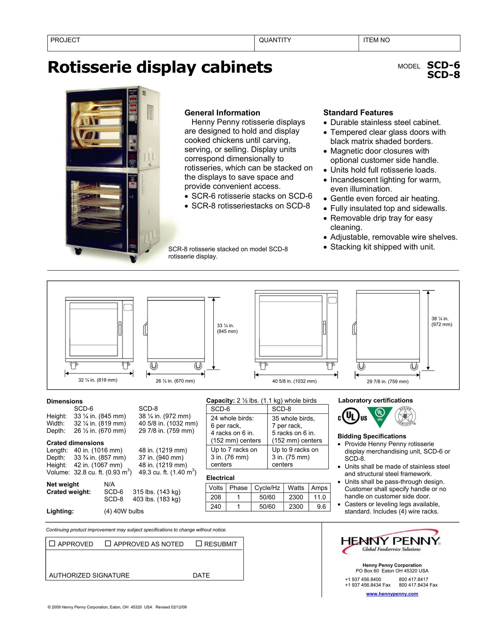 Henny Penny SCD-6 Oven User Manual