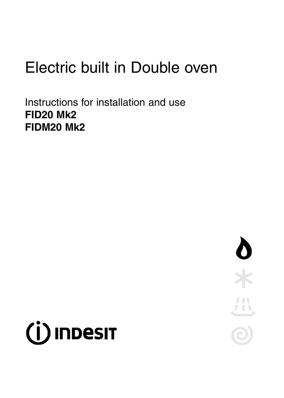 Indesit FID20 Mk2 Oven User Manual