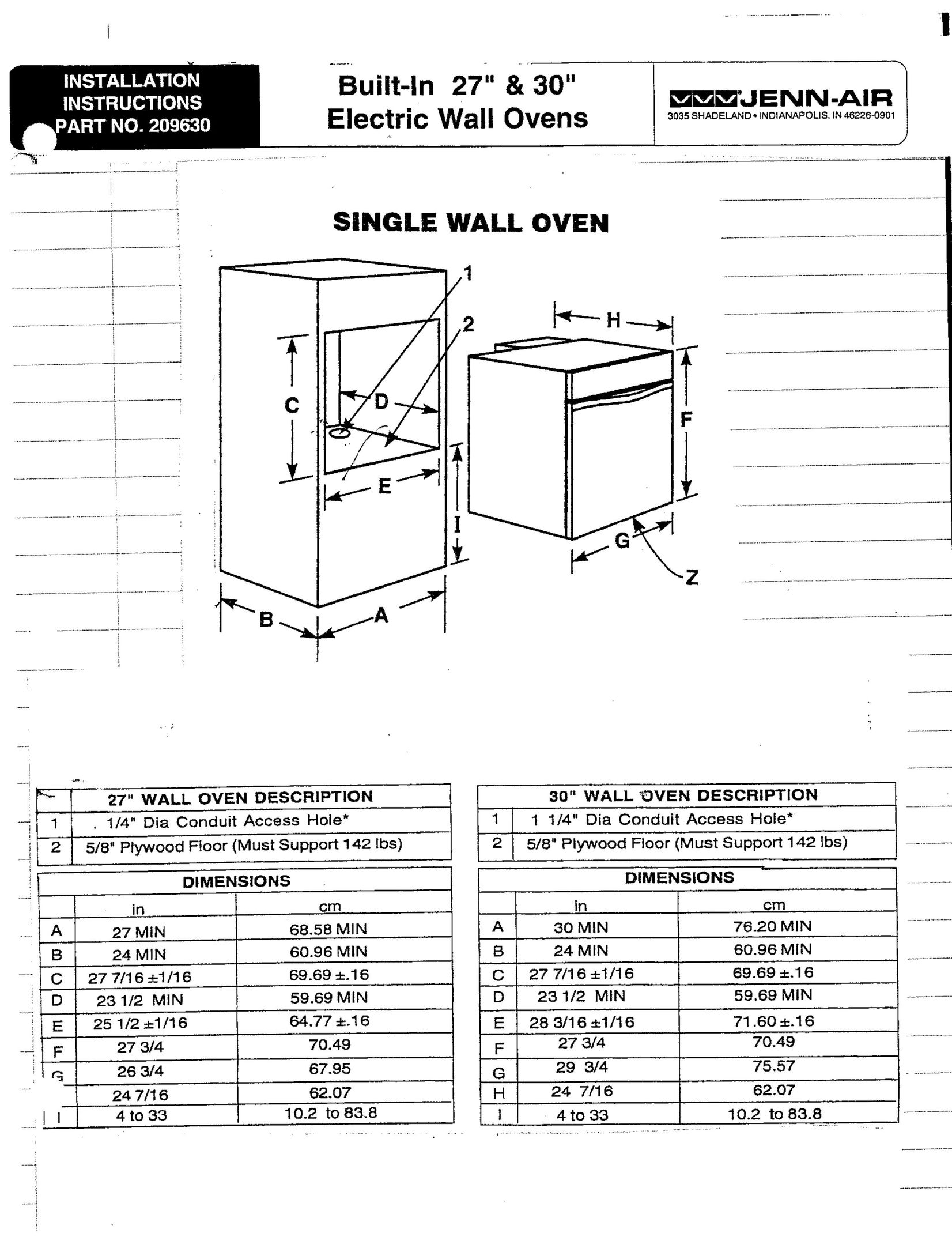 Jenn-Air 209630 Oven User Manual