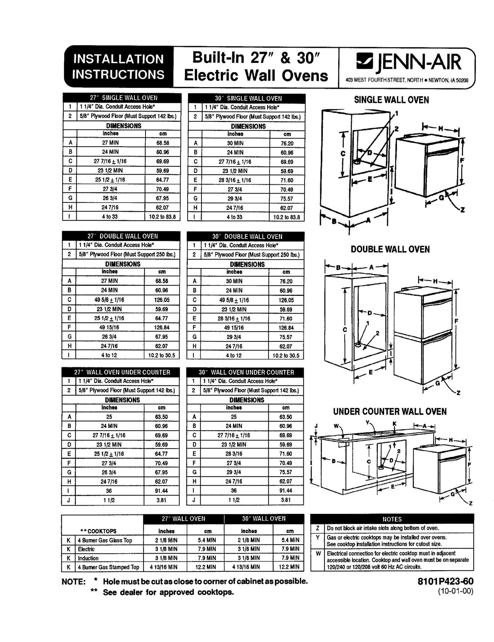 Jenn-Air 8101P423-60 Oven User Manual