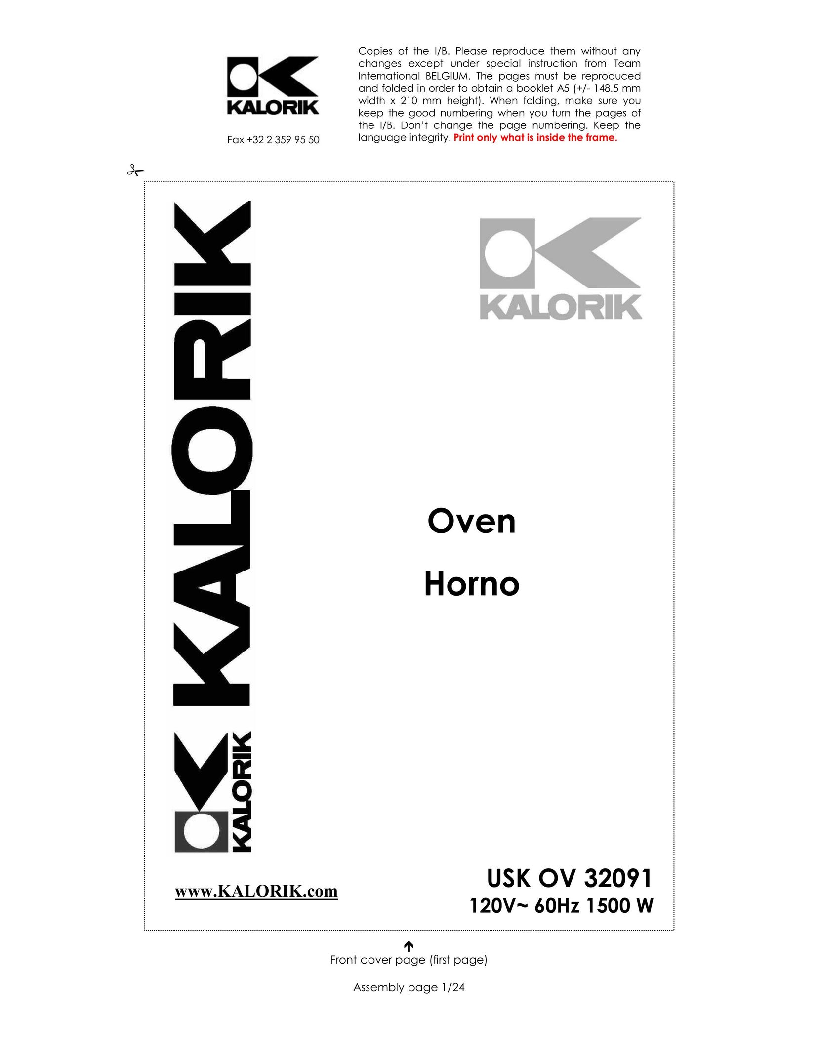 Kalorik USK OV 32091 Oven User Manual