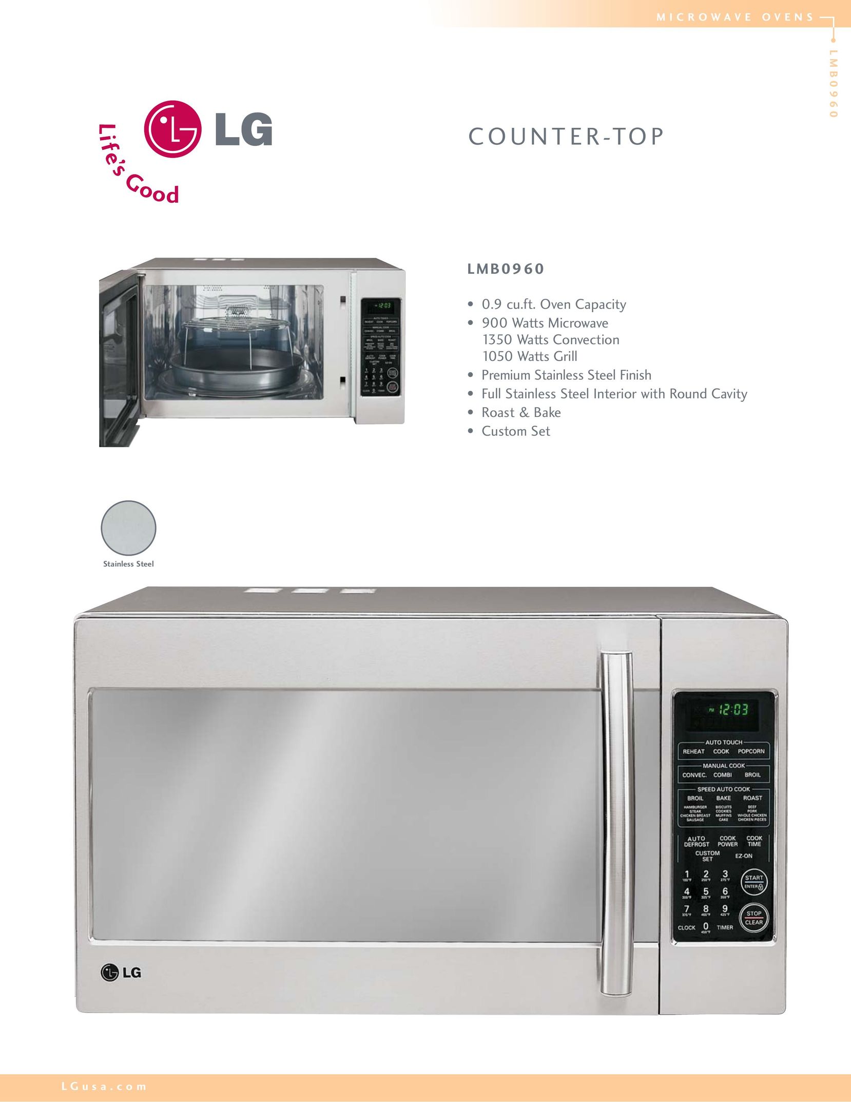 LG Electronics LMB0960 Oven User Manual