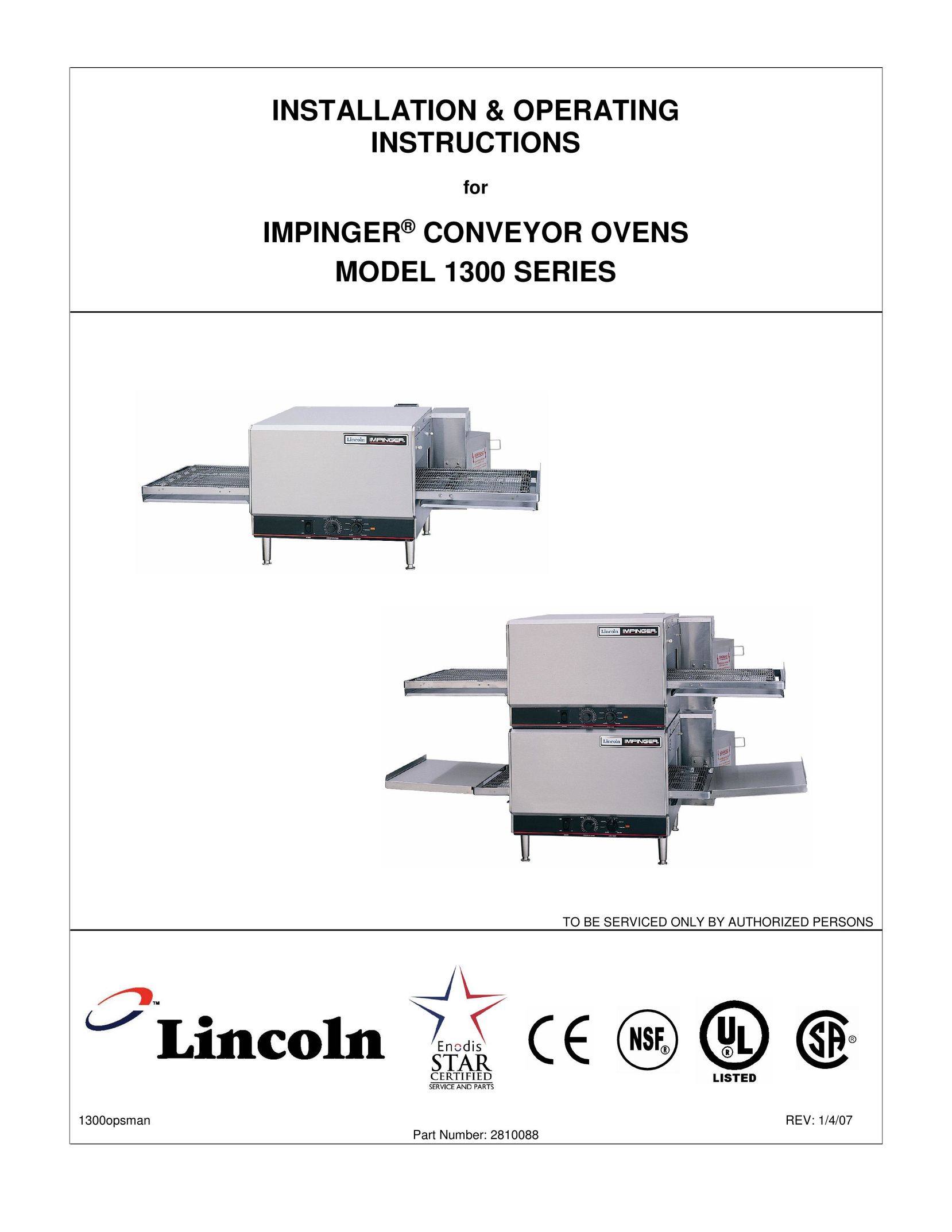 Lincoln 1300 Series Oven User Manual