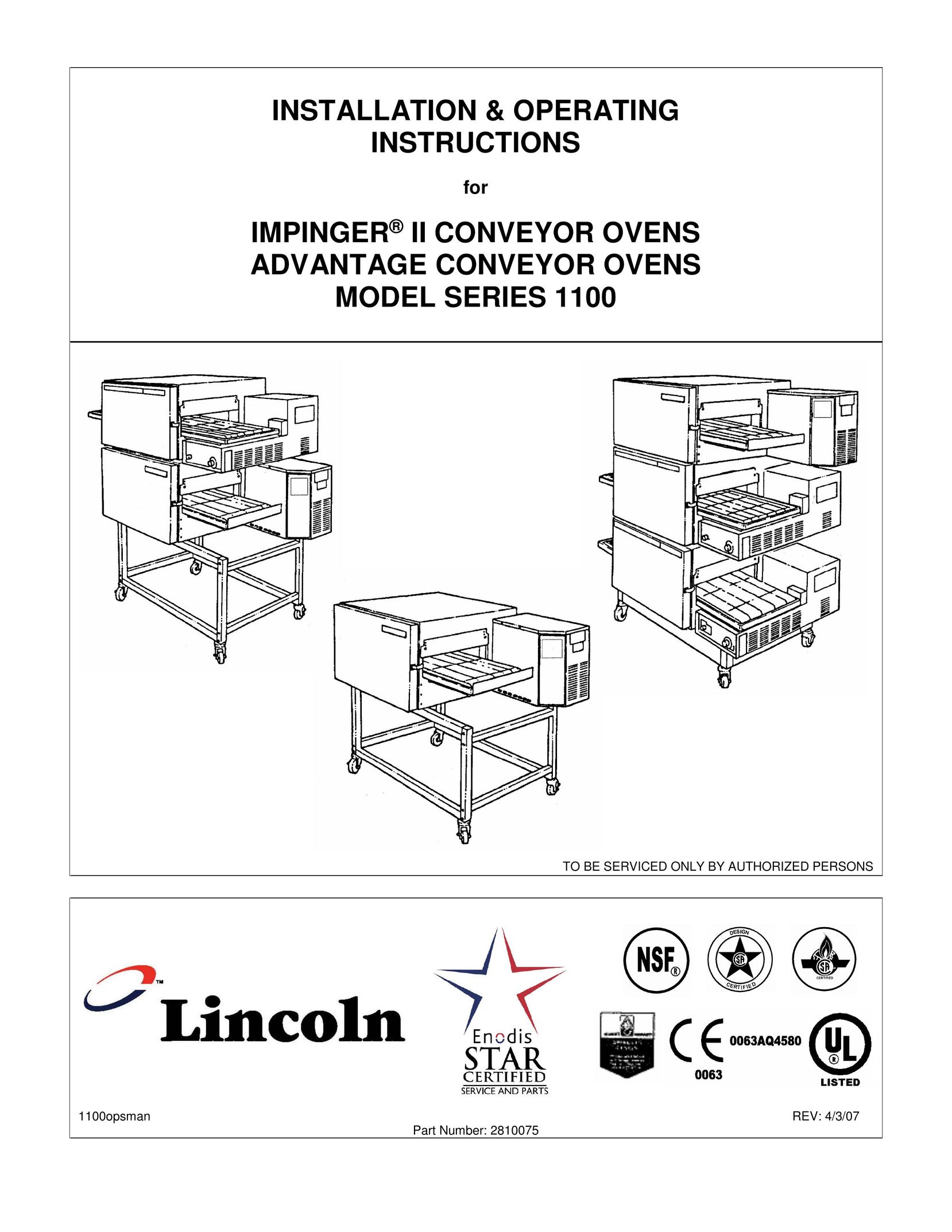 Lincoln Series 1100 Oven User Manual