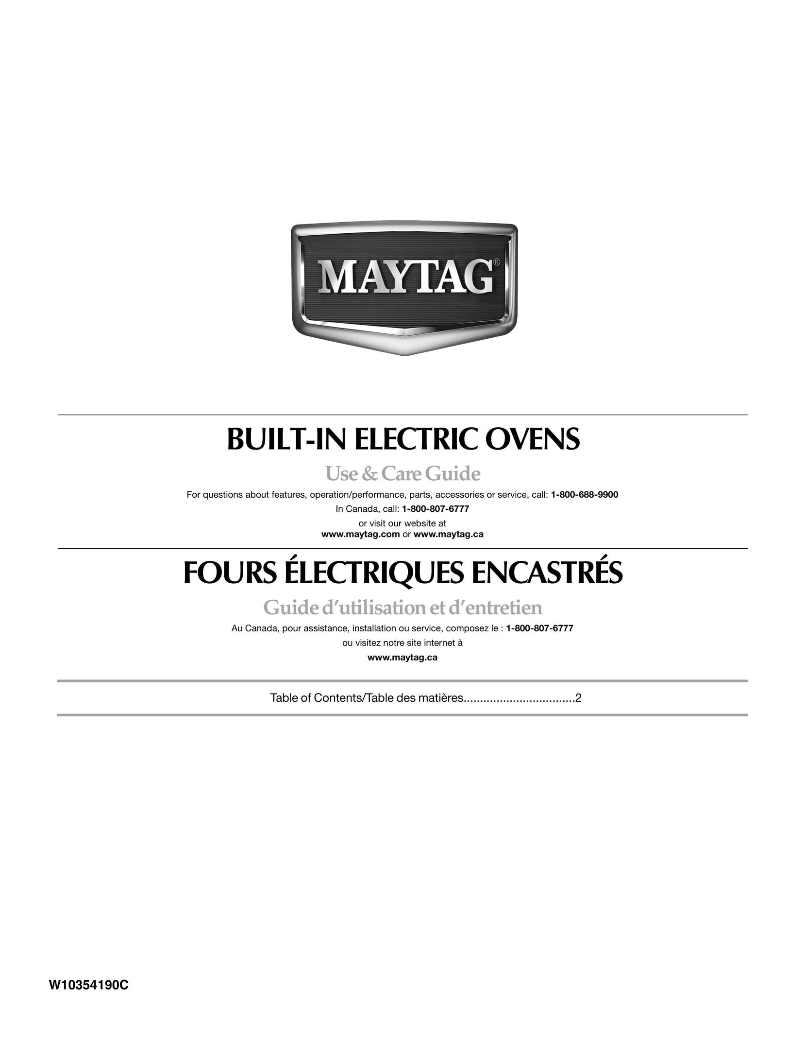 Maytag W10354190C Oven User Manual