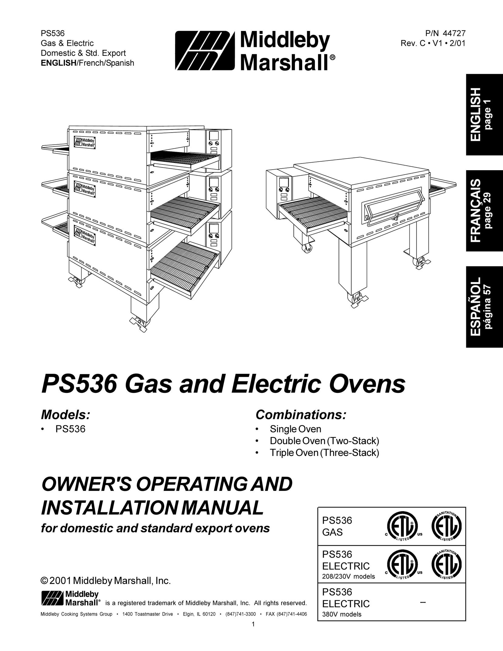 Middleby Cooking Systems Group PS536 Oven User Manual