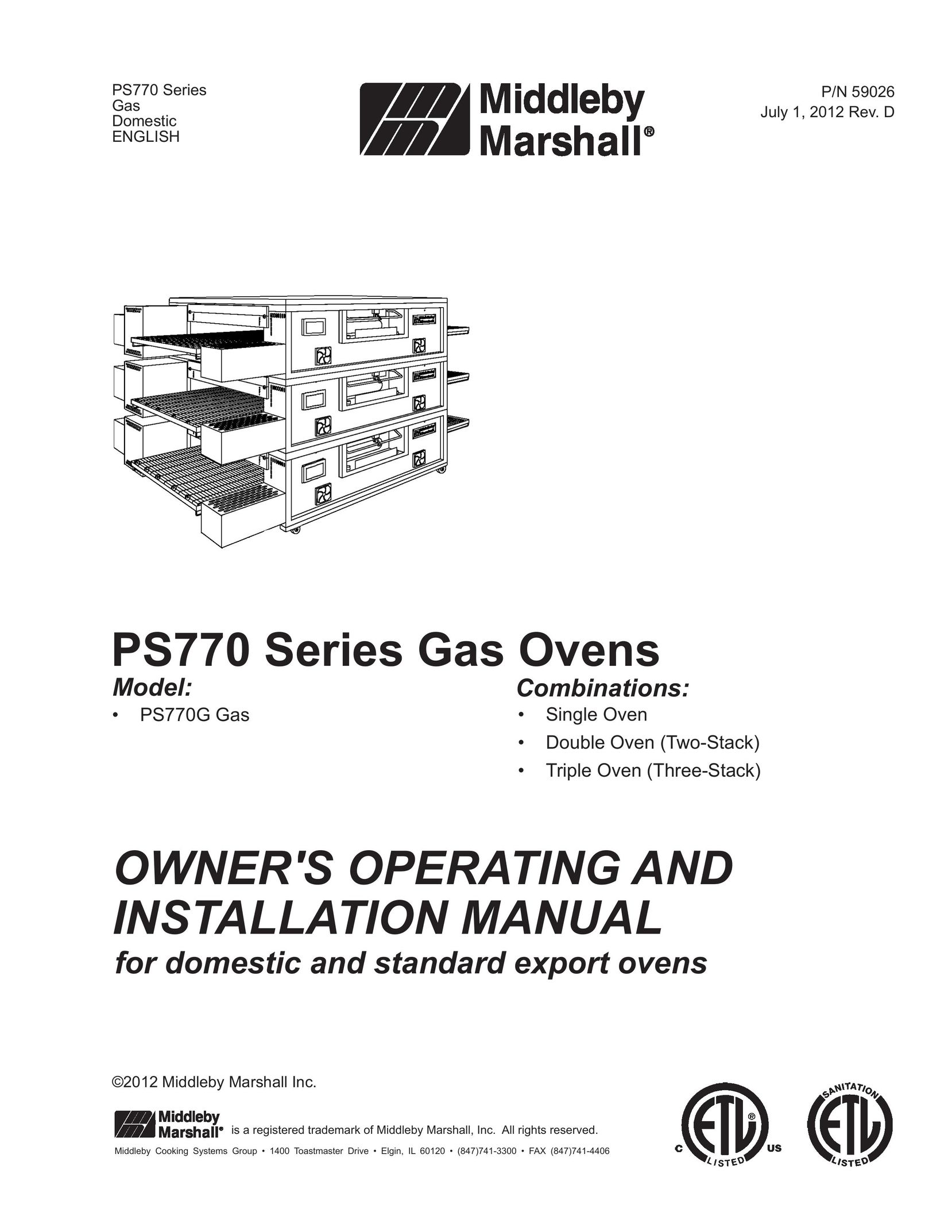 Middleby Cooking Systems Group PS770 Oven User Manual
