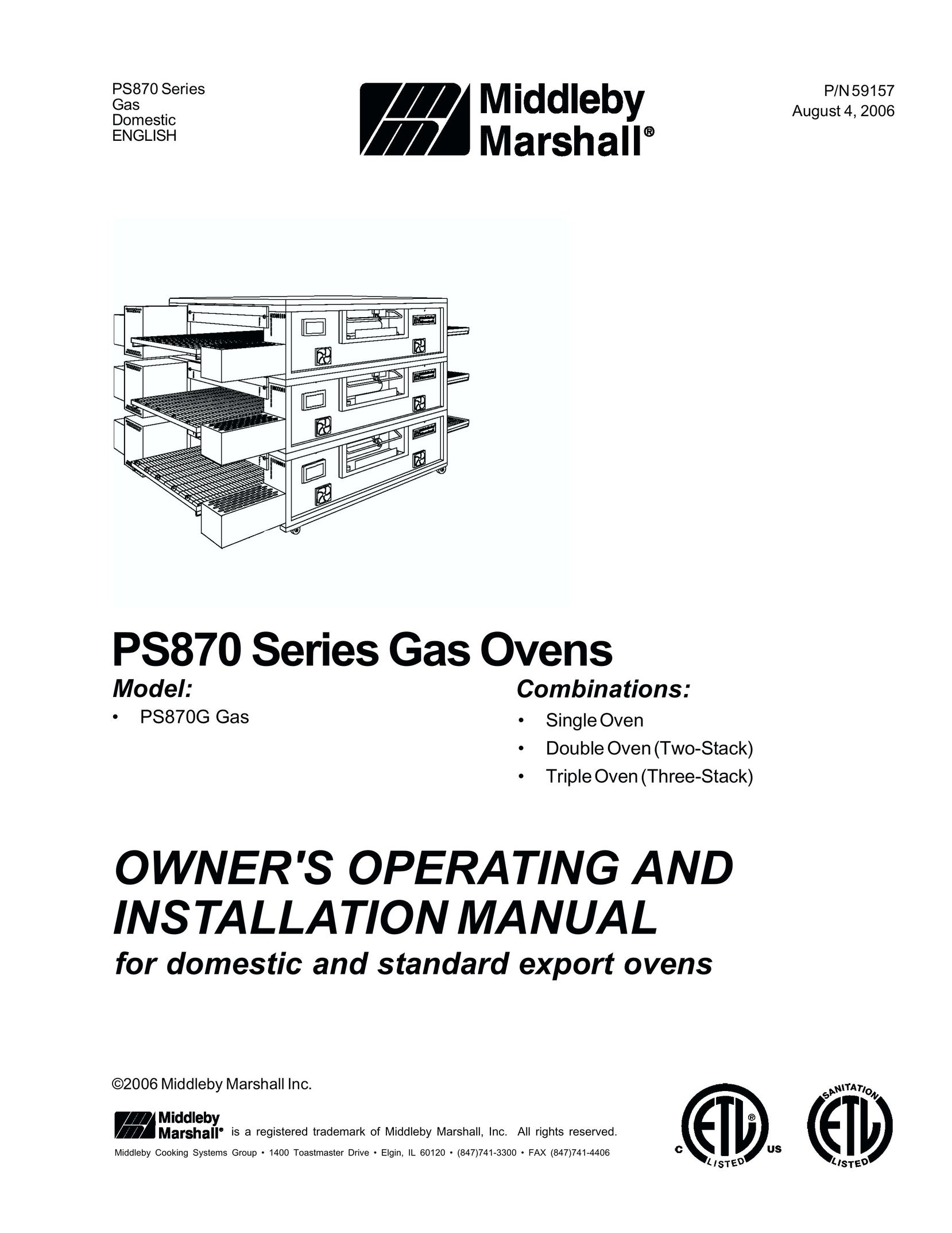 Middleby Cooking Systems Group PS870 Series Oven User Manual