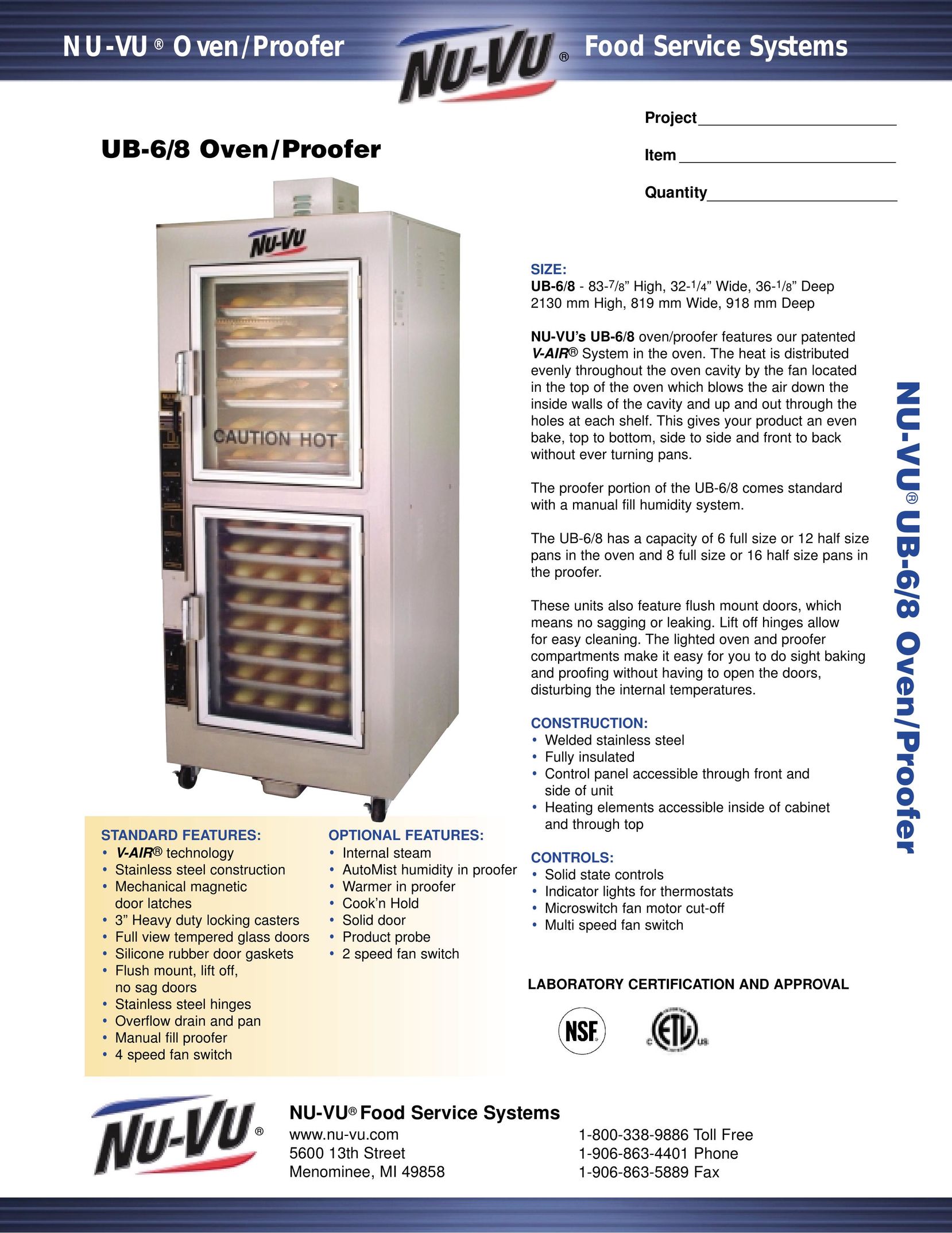 Middleby Cooking Systems Group UB-6/8 Oven User Manual