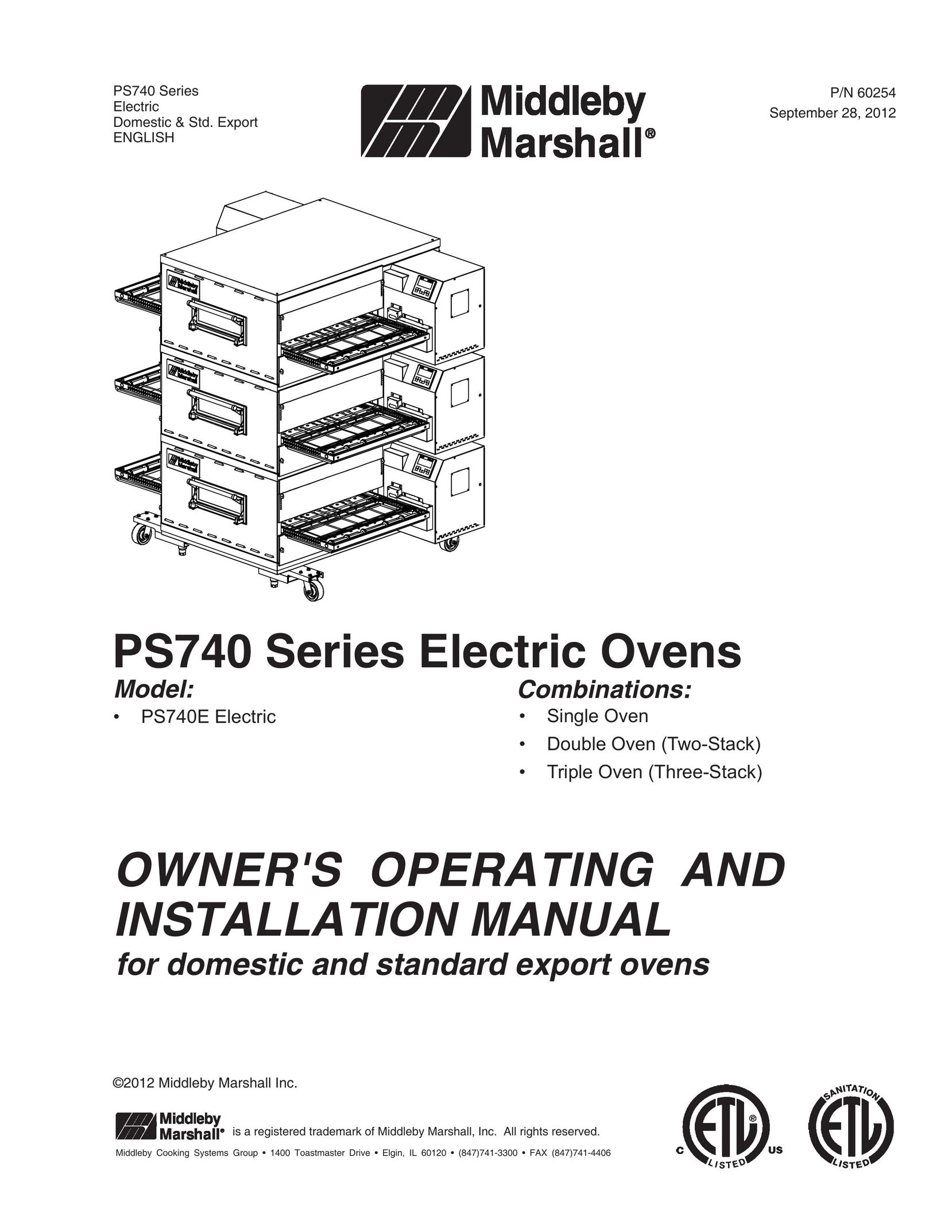 Middleby Marshall 60254 Oven User Manual