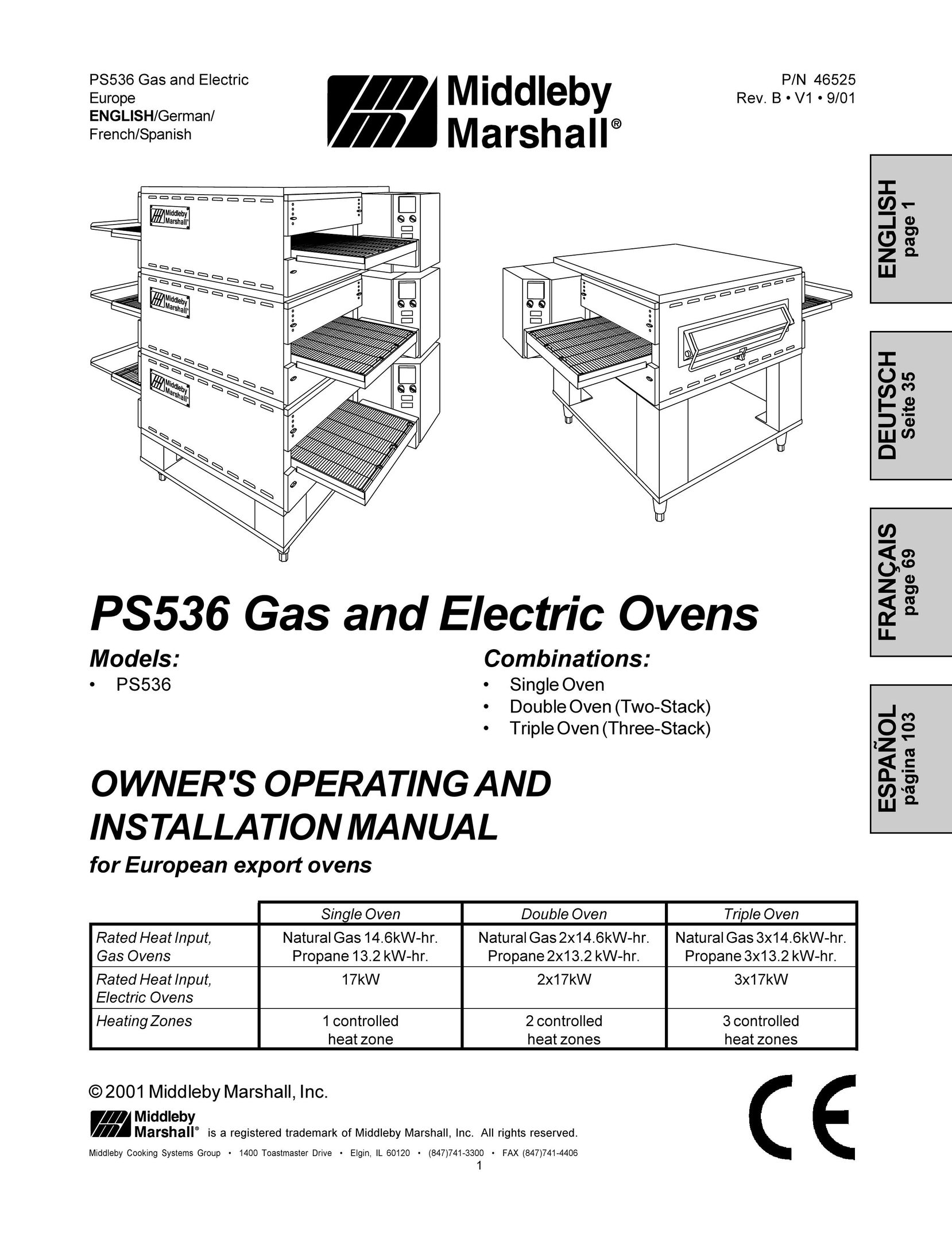 Middleby Marshall Model PS536 Oven User Manual
