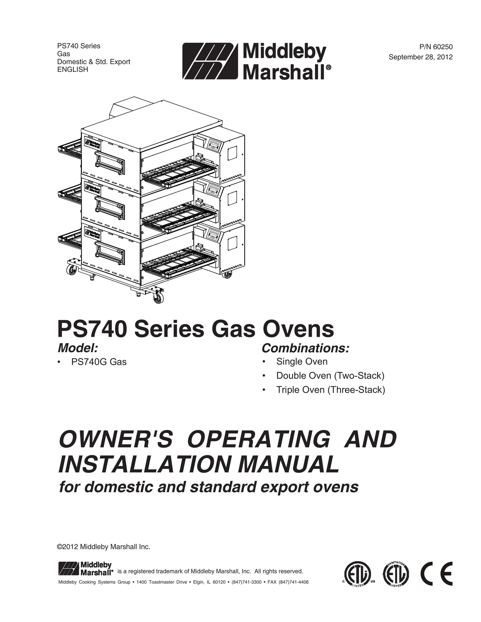 Middleby Marshall P/N 60250 Oven User Manual