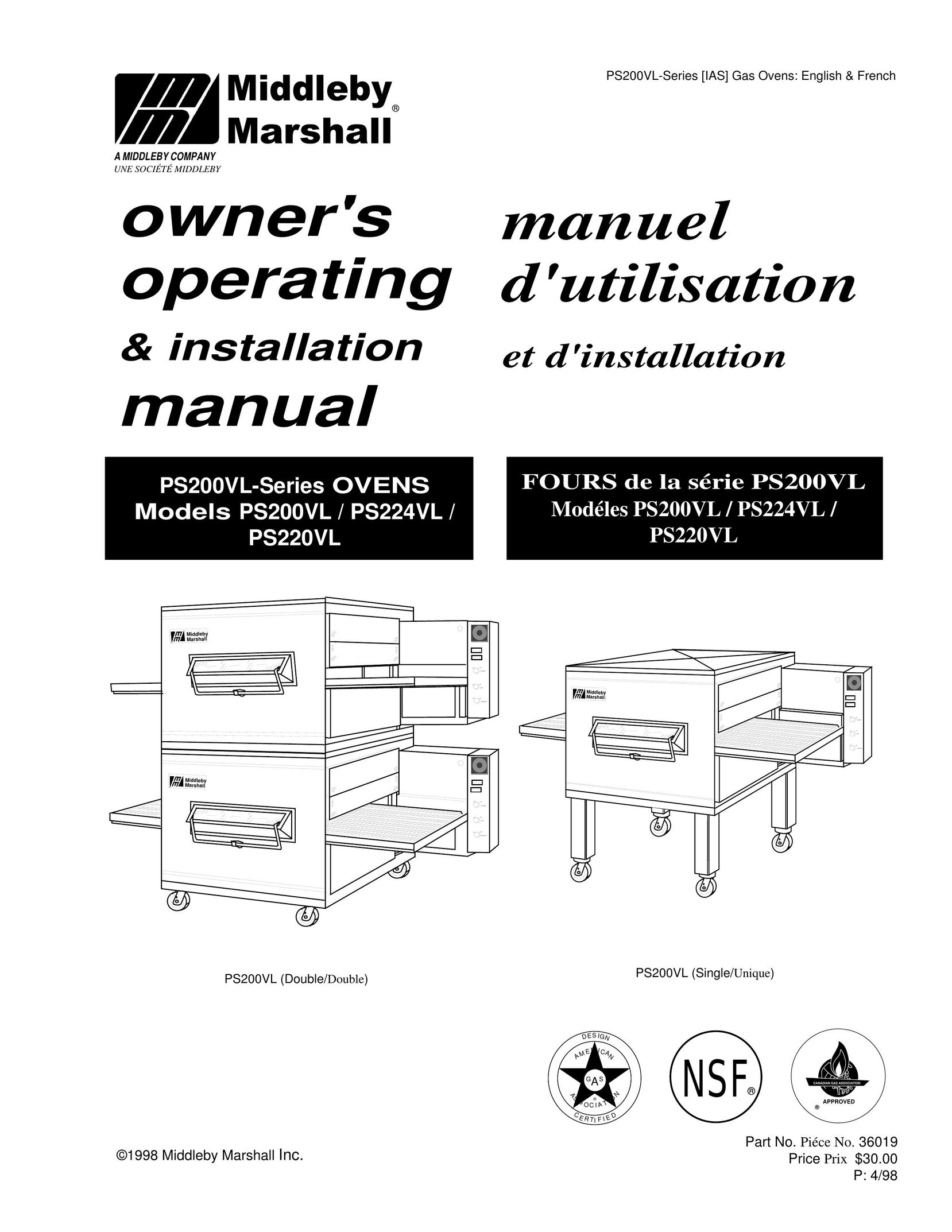 Middleby Marshall PS224VL Oven User Manual