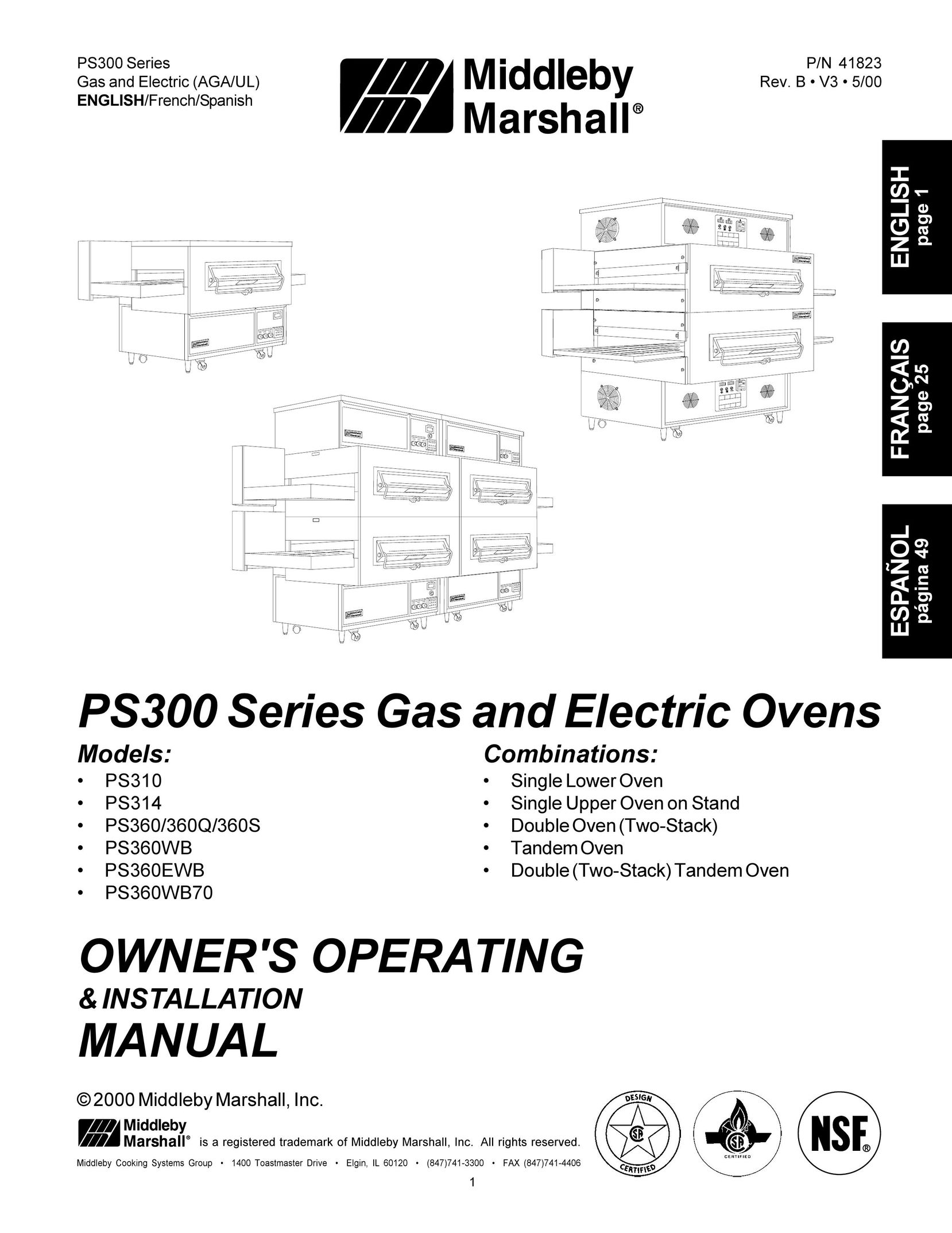 Middleby Marshall PS314 Oven User Manual