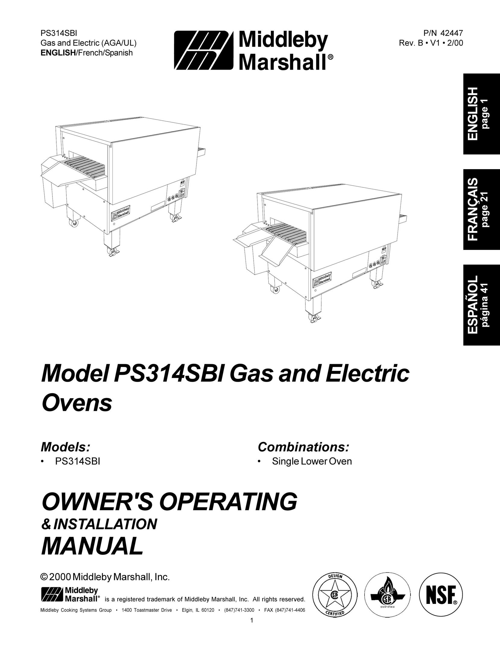 Middleby Marshall PS314SBI Oven User Manual