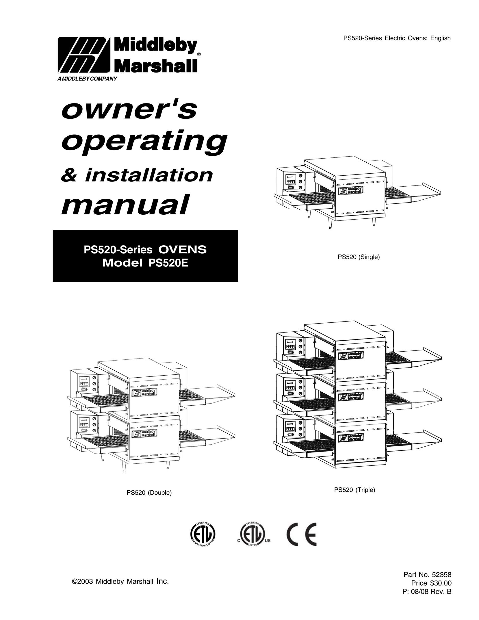 Middleby Marshall PS520 Oven User Manual