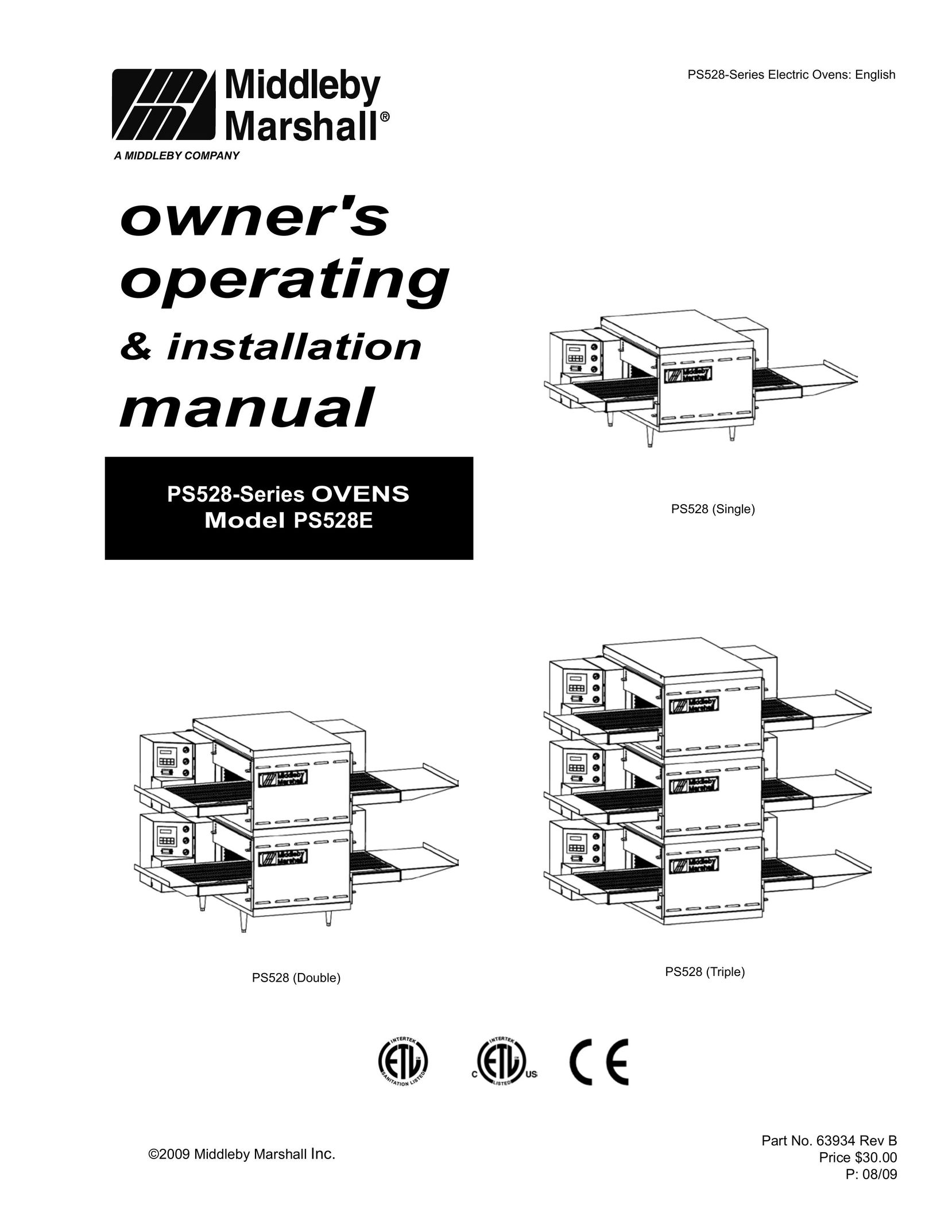 Middleby Marshall PS528 (Double) Oven User Manual