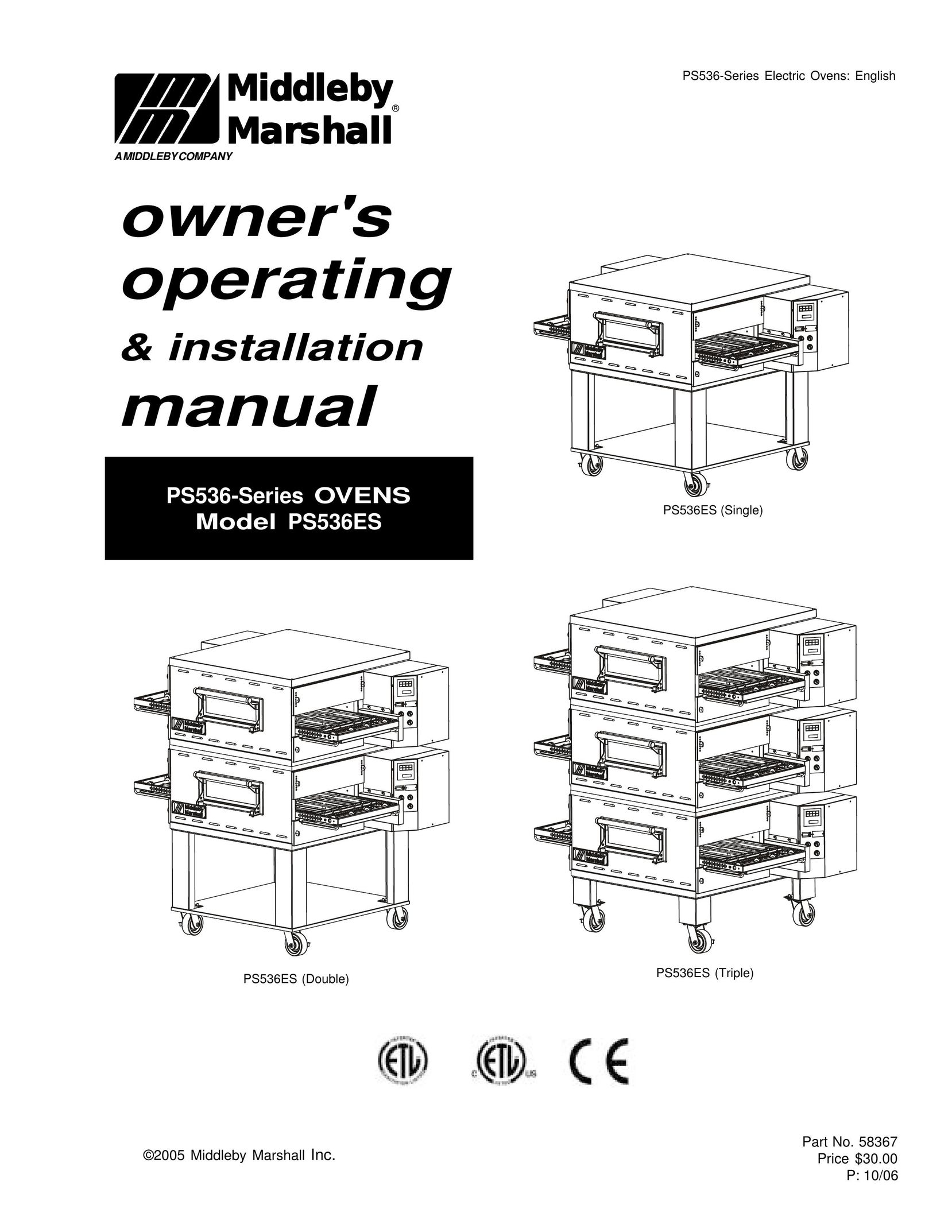 Middleby Marshall PS536ES Oven User Manual