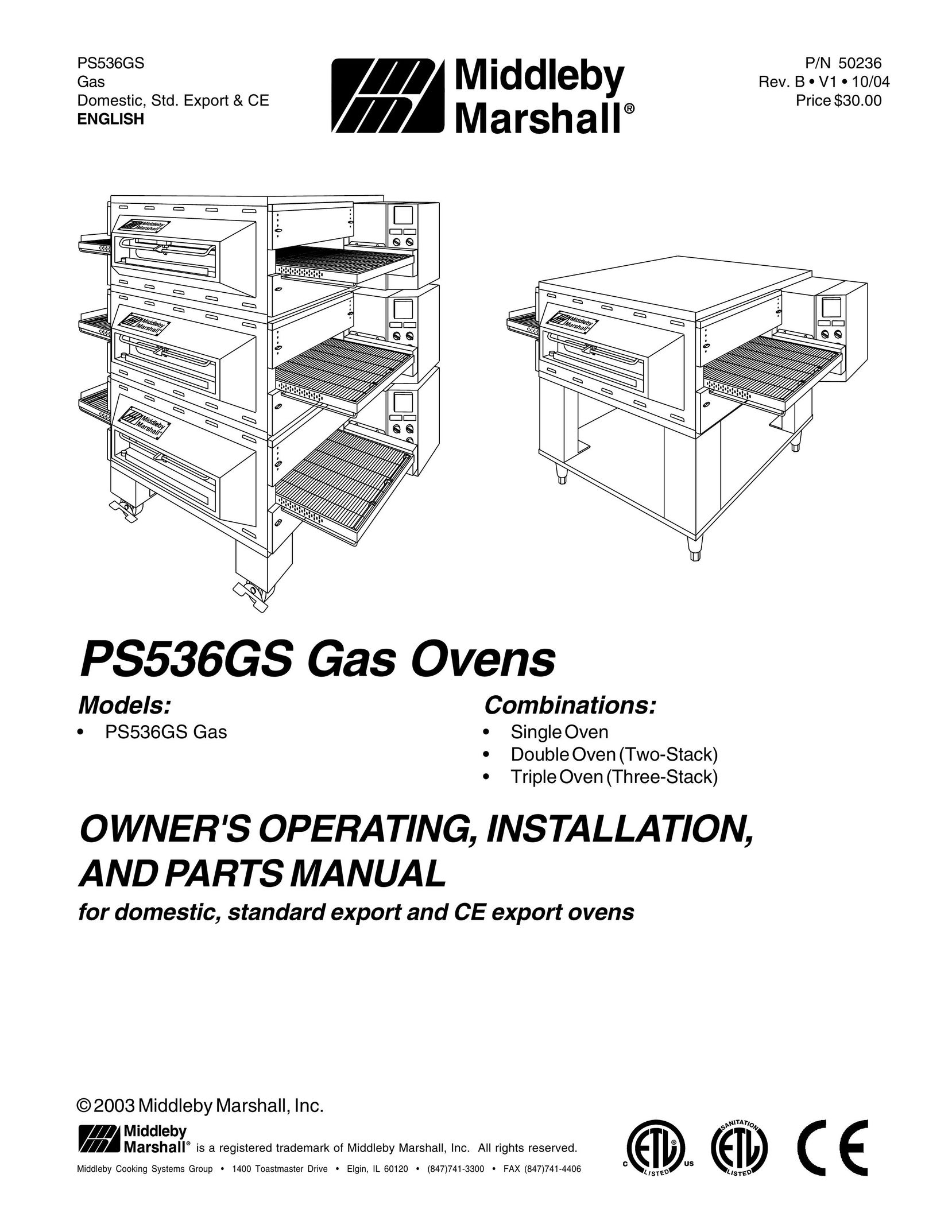 Middleby Marshall PS53GS Gas Oven User Manual