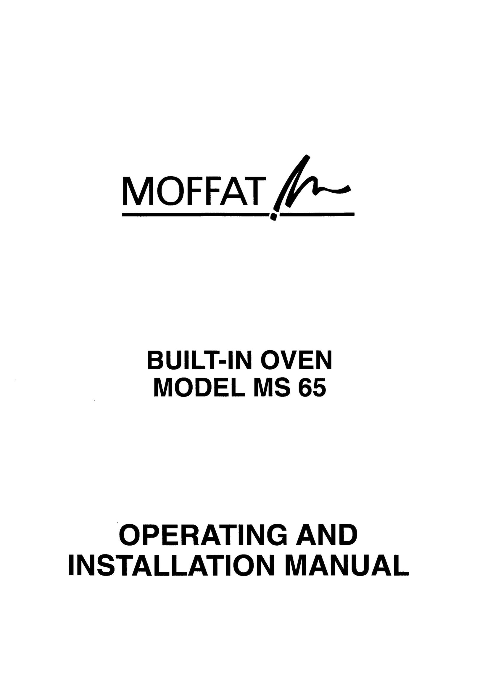 Moffat MS 65 Oven User Manual