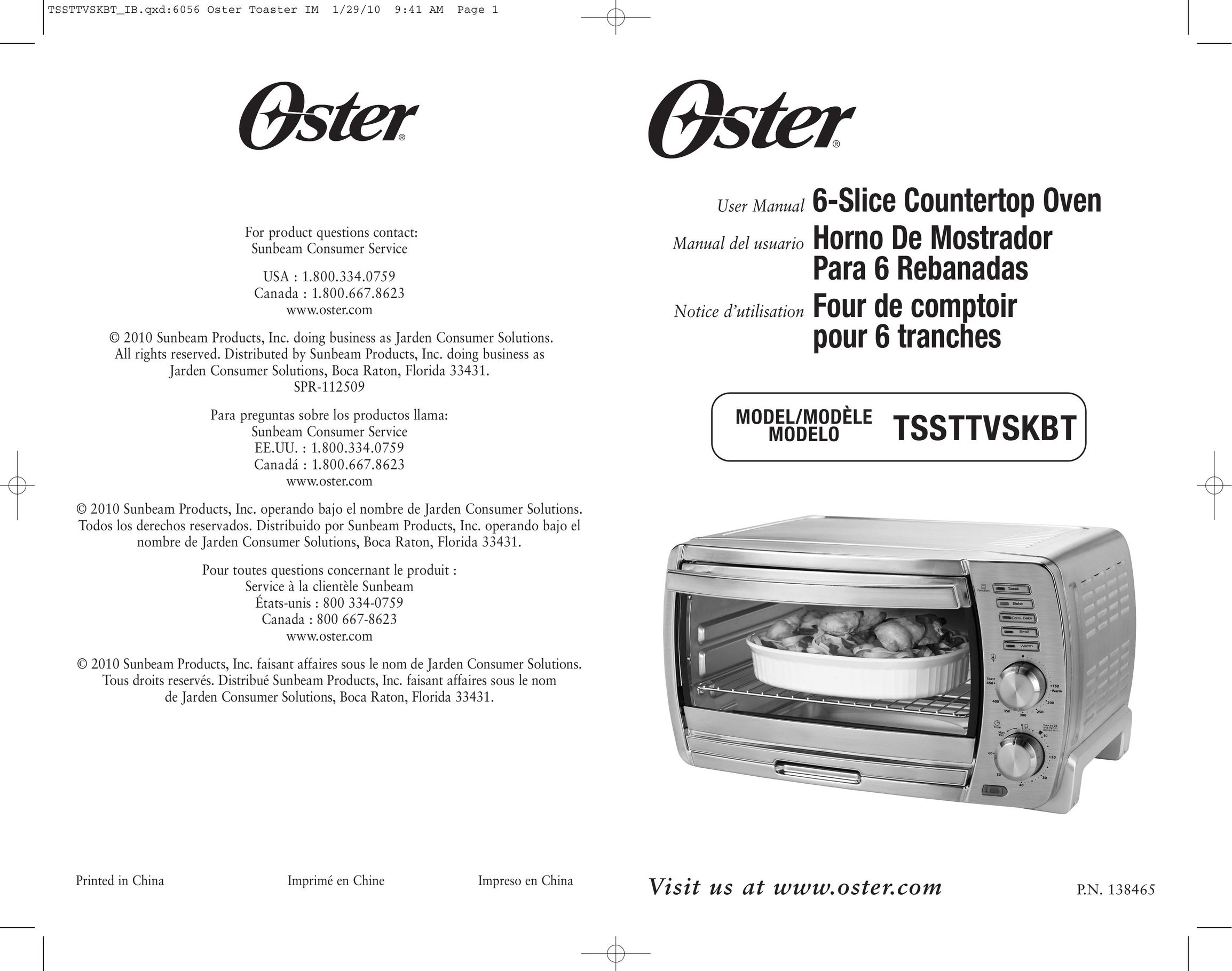 Oster SPR-112509 Oven User Manual