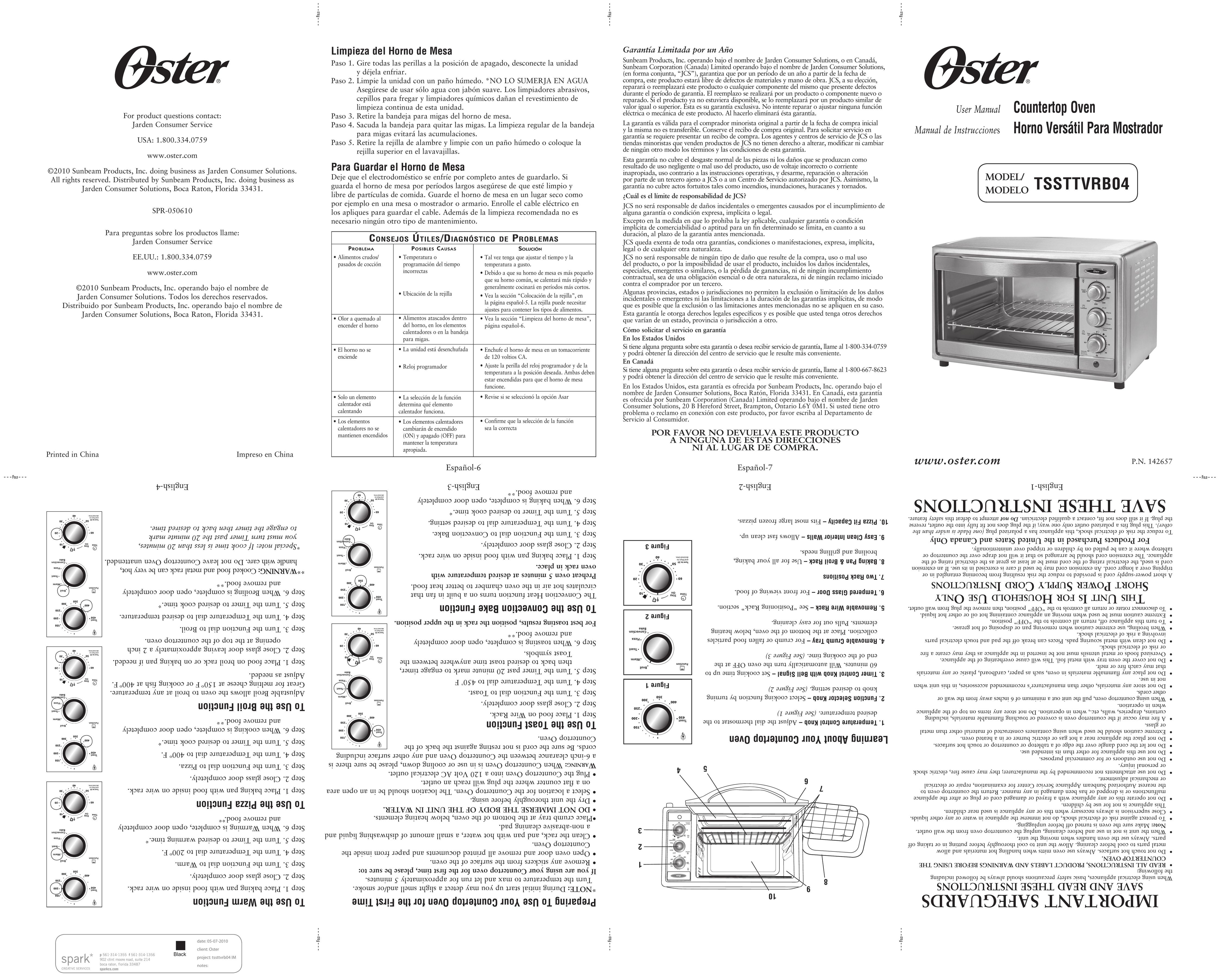 Oster TSSTTVRBO4 Oven User Manual