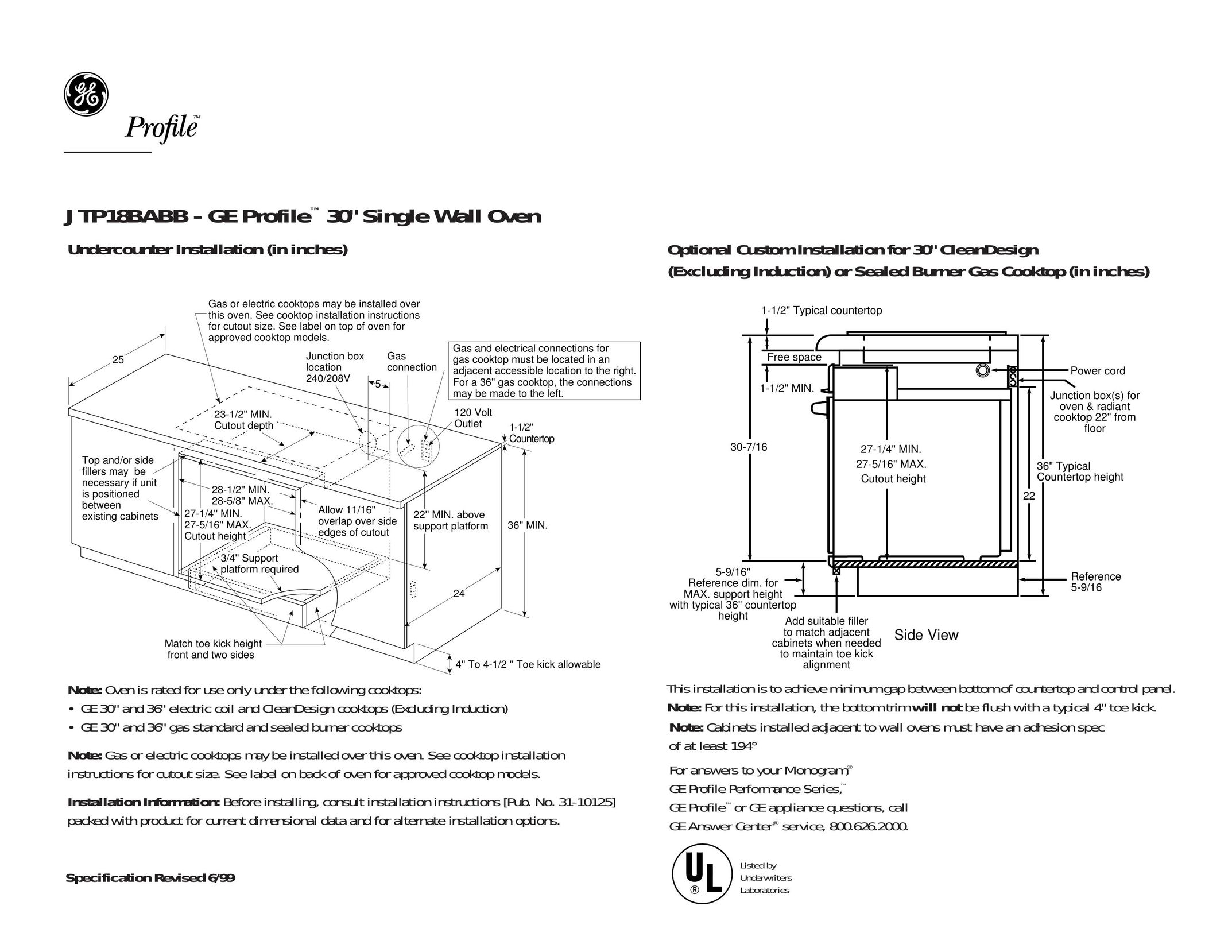 Profile JTP18BABB Oven User Manual