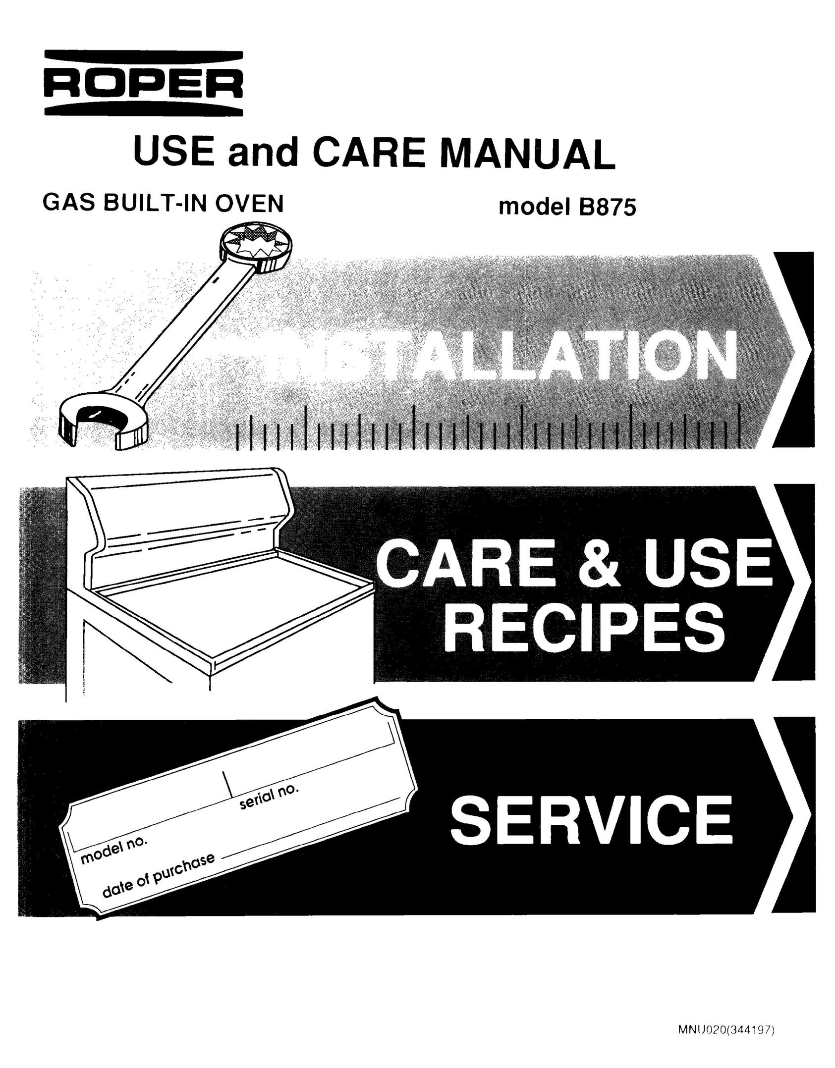 Roper B875 Oven User Manual