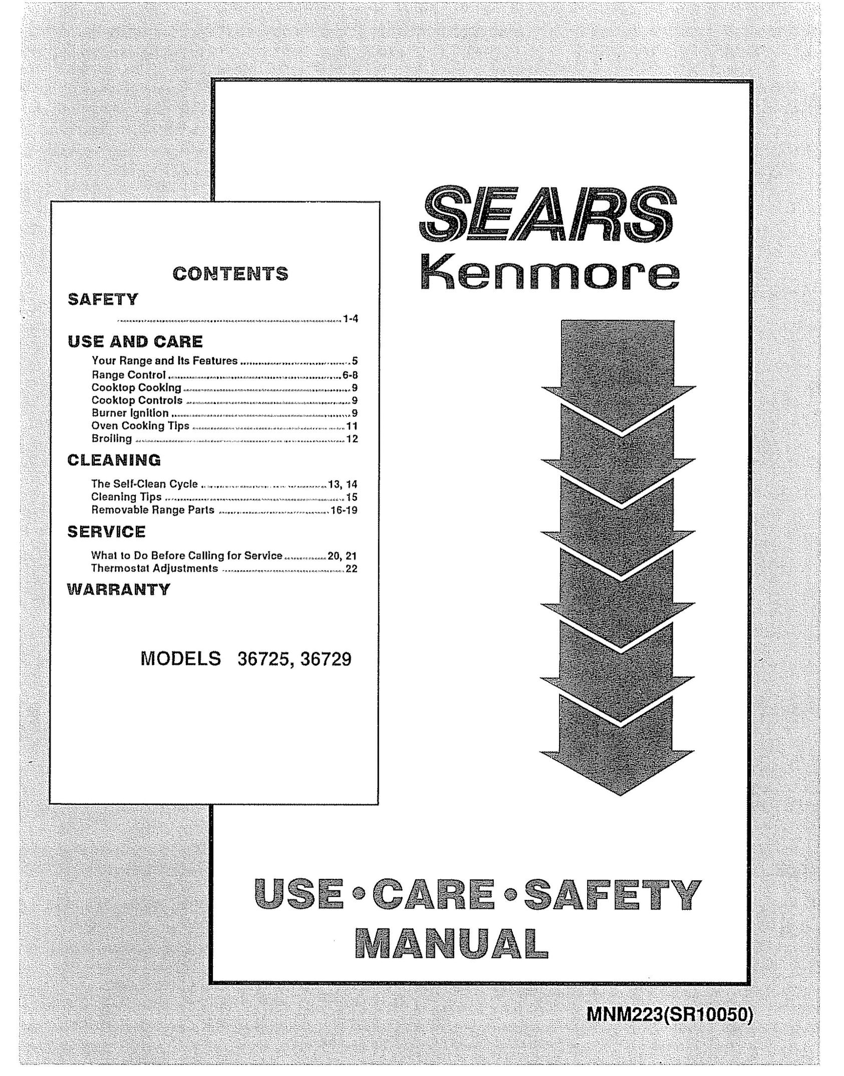 Sears 36729 Oven User Manual