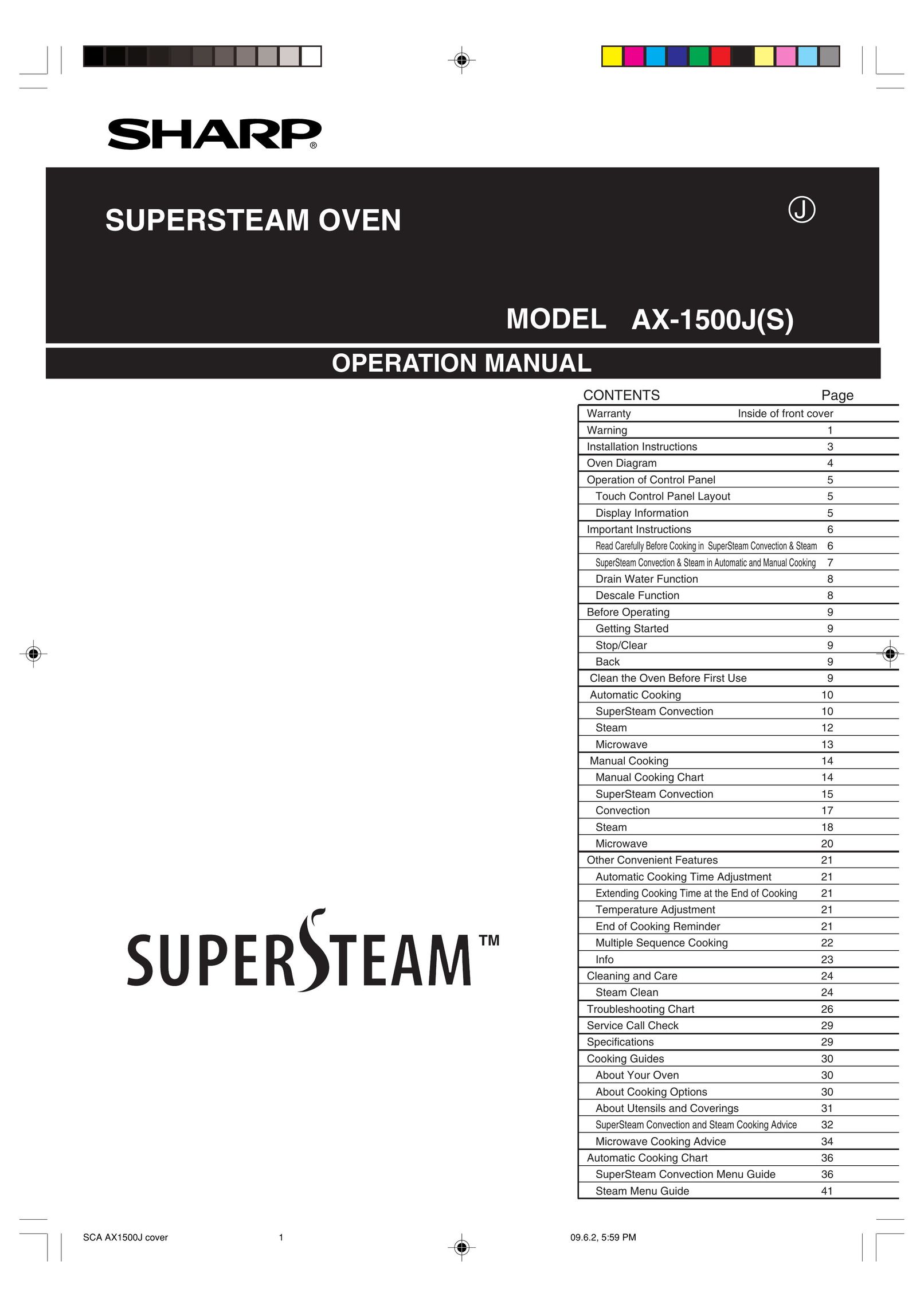 Sharp AX-1500J(S) Oven User Manual