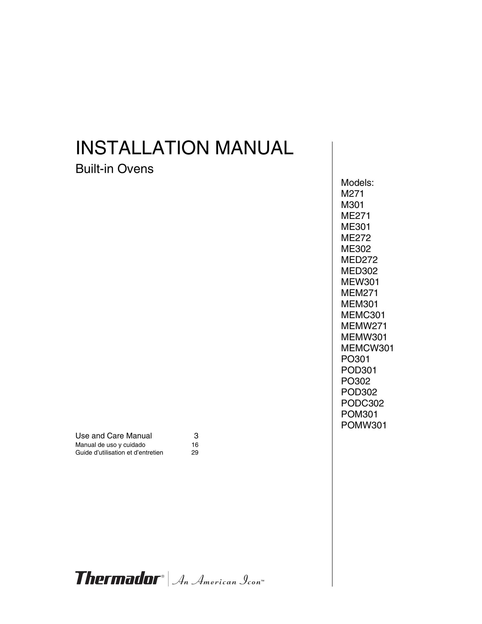 Thermador MEMW301 Oven User Manual
