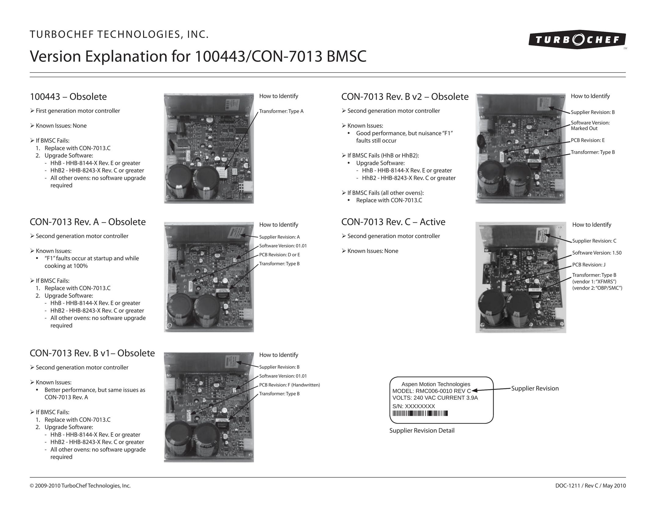 Turbo Chef Technologies 00443/CON-7013 BMSC Oven User Manual