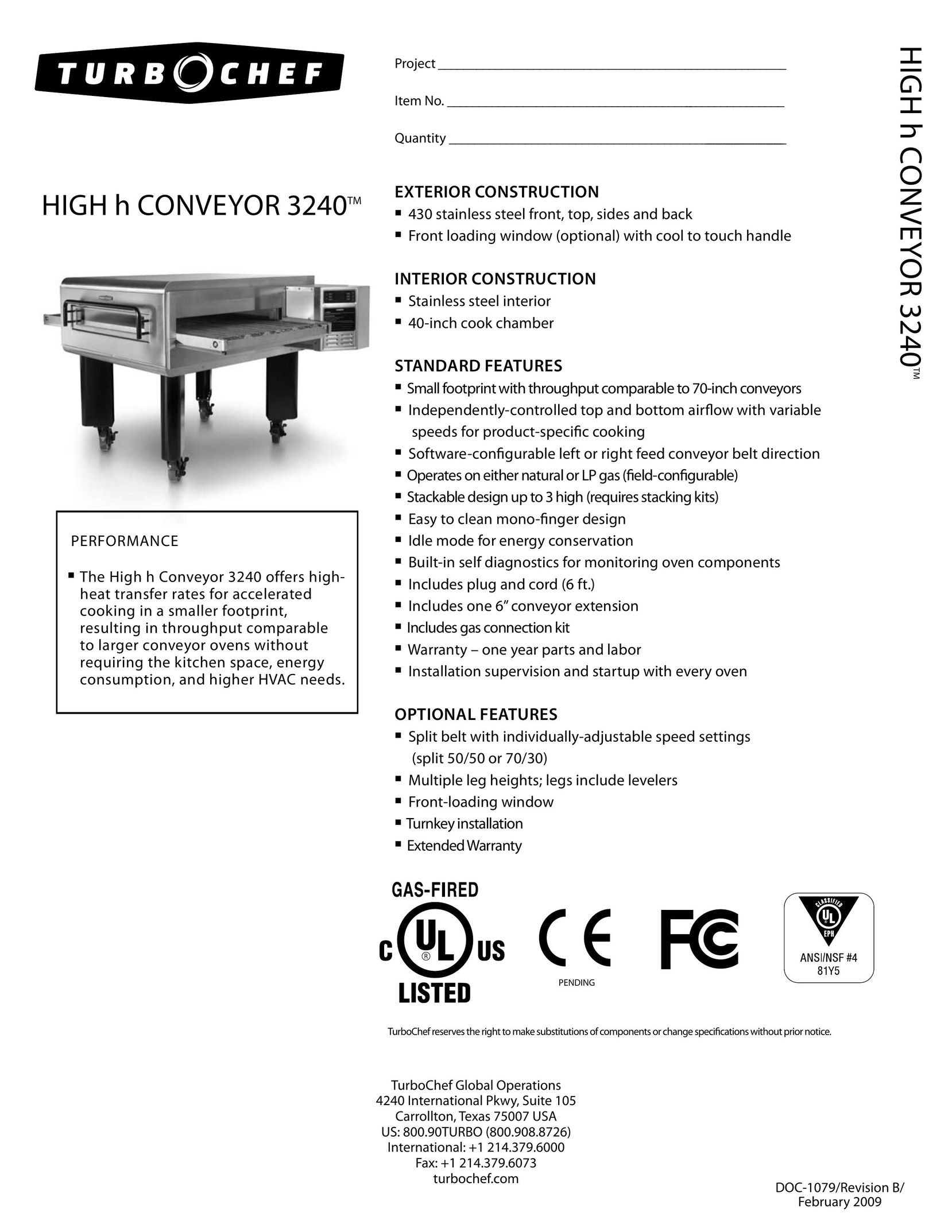Turbo Chef Technologies 3240TM Oven User Manual