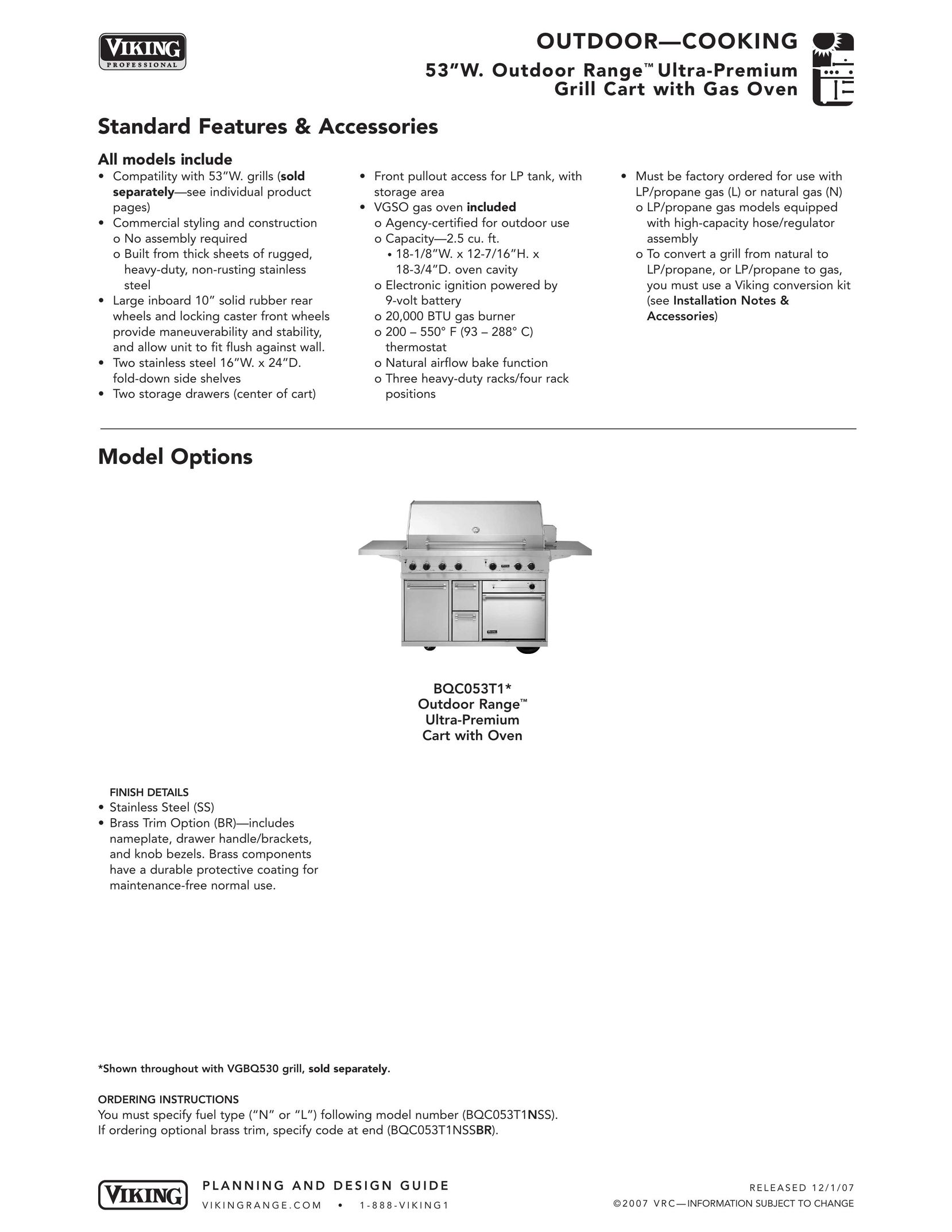 Viking BQC053T1 Oven User Manual