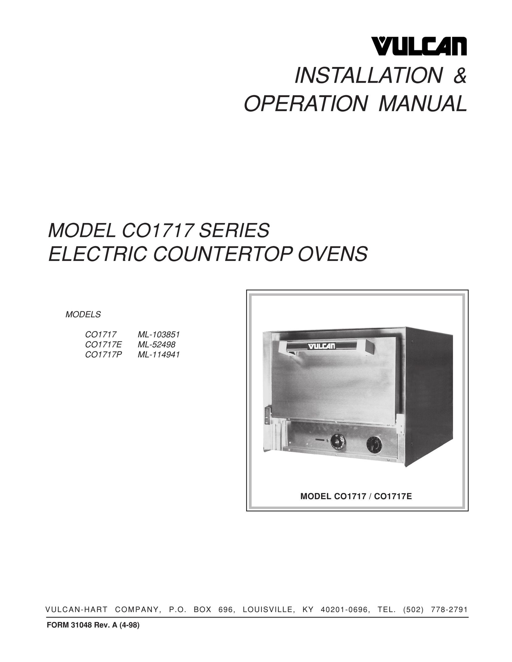 Vulcan-Hart CO1717 Oven User Manual