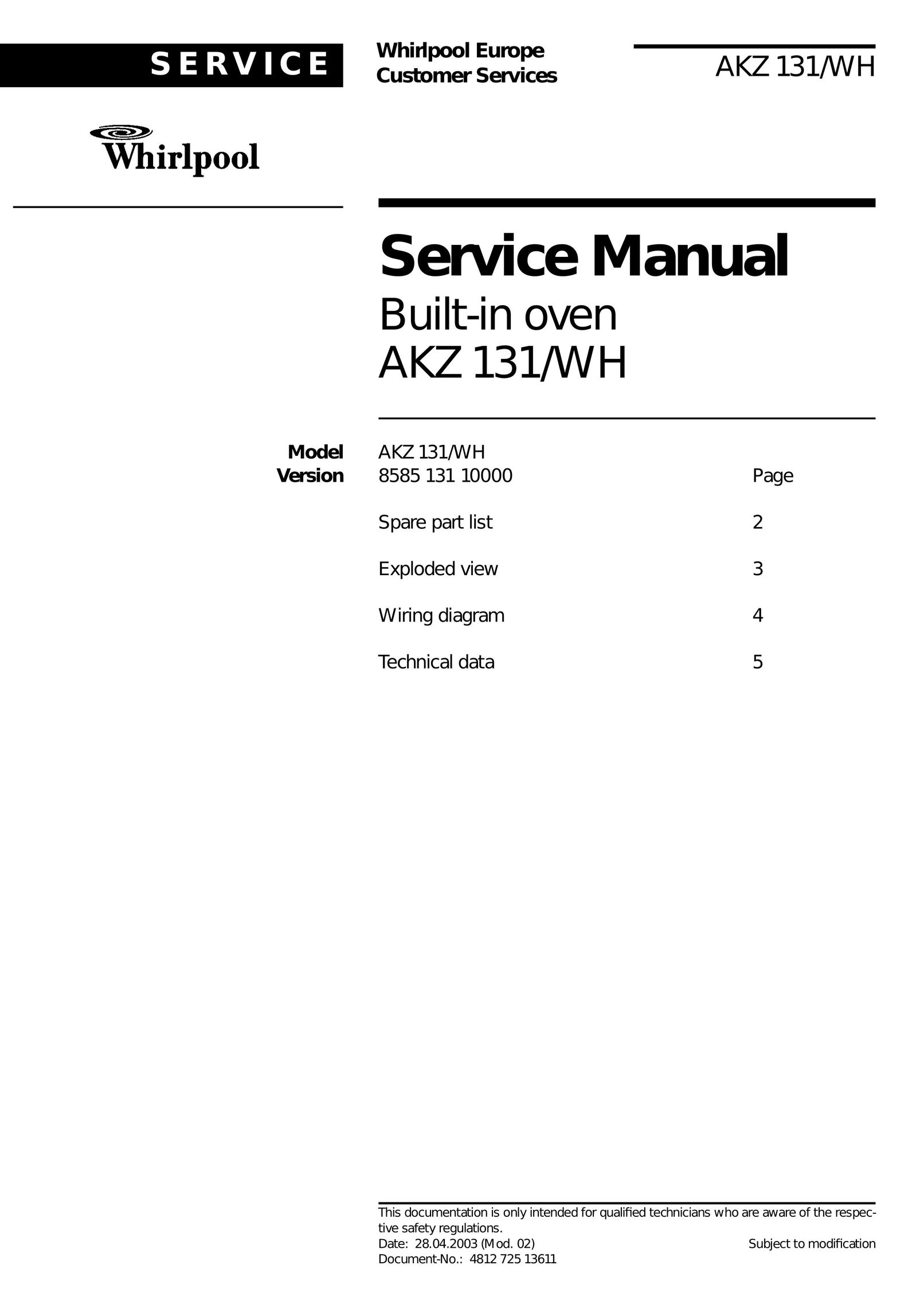Whirlpool AKZ Oven User Manual
