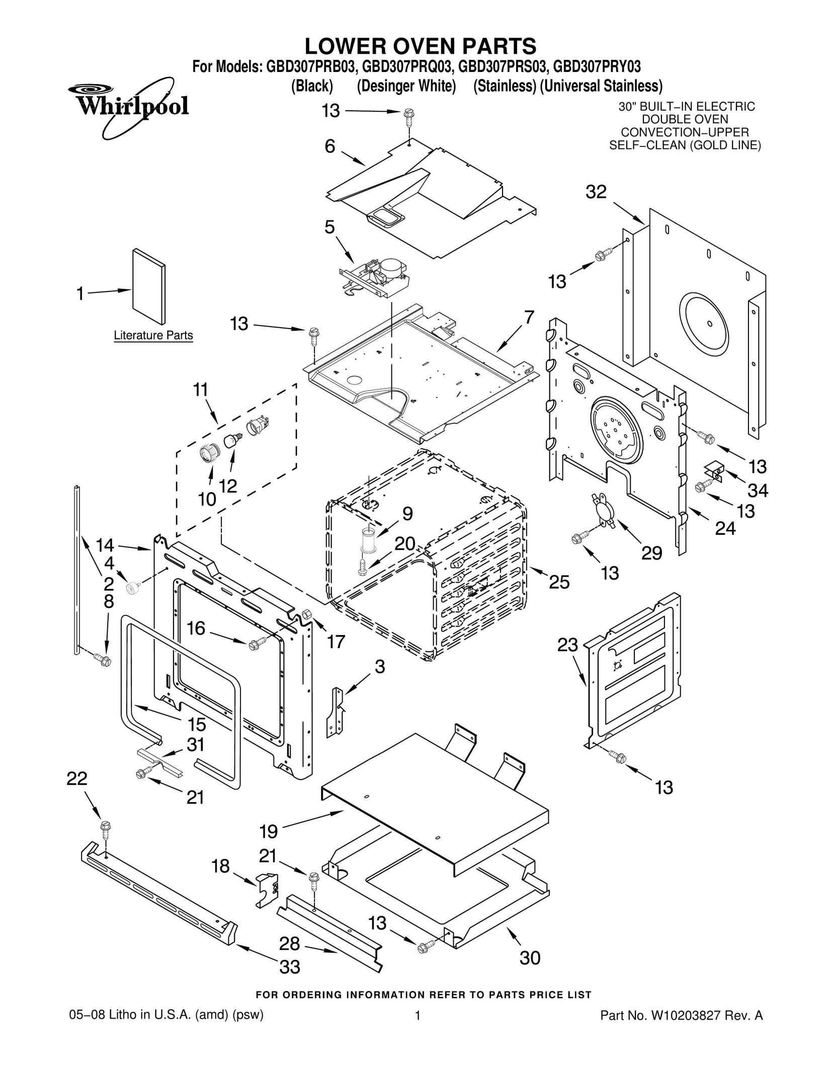 Whirlpool GBD307PRB03 Oven User Manual