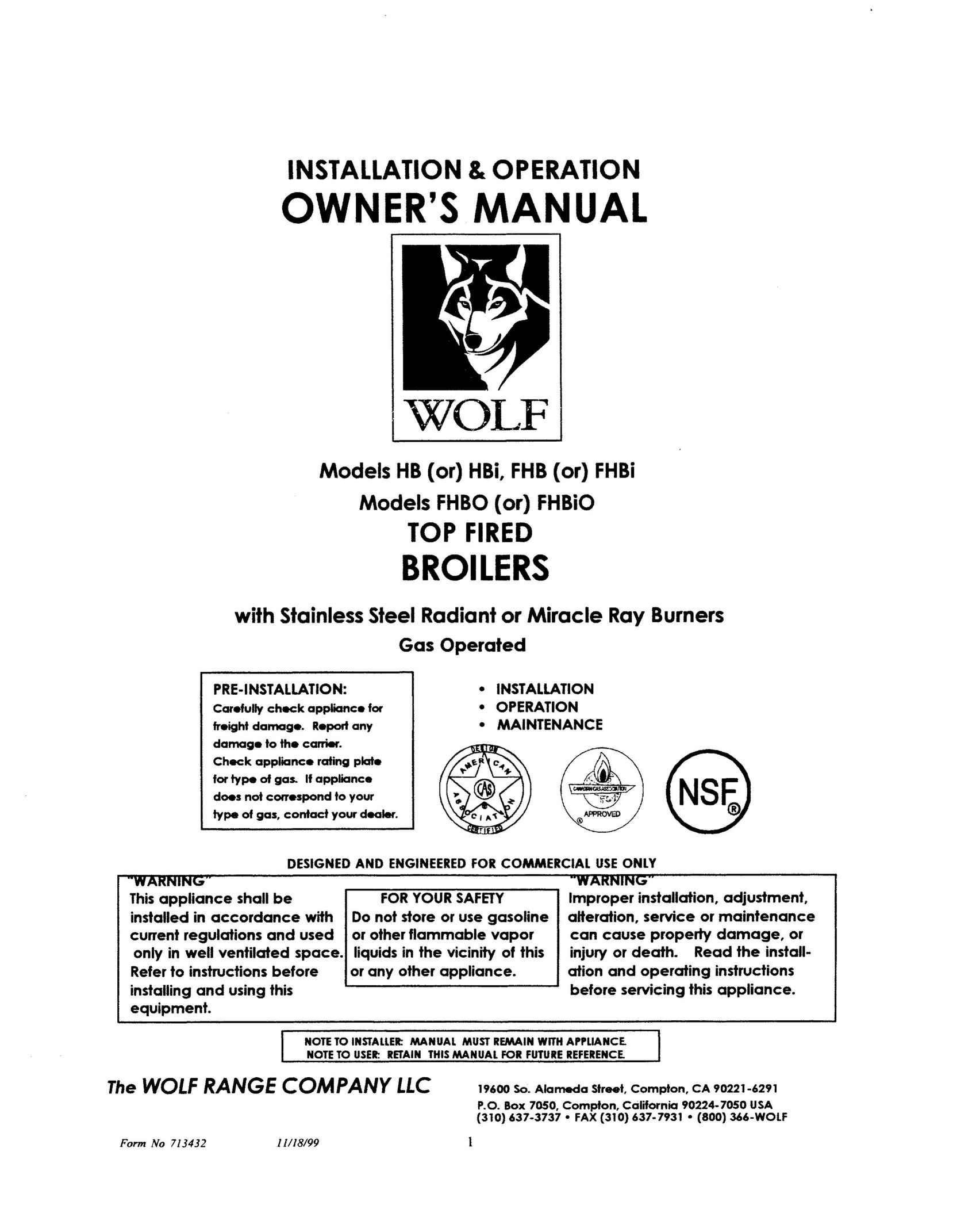 Wolf FHBO Oven User Manual