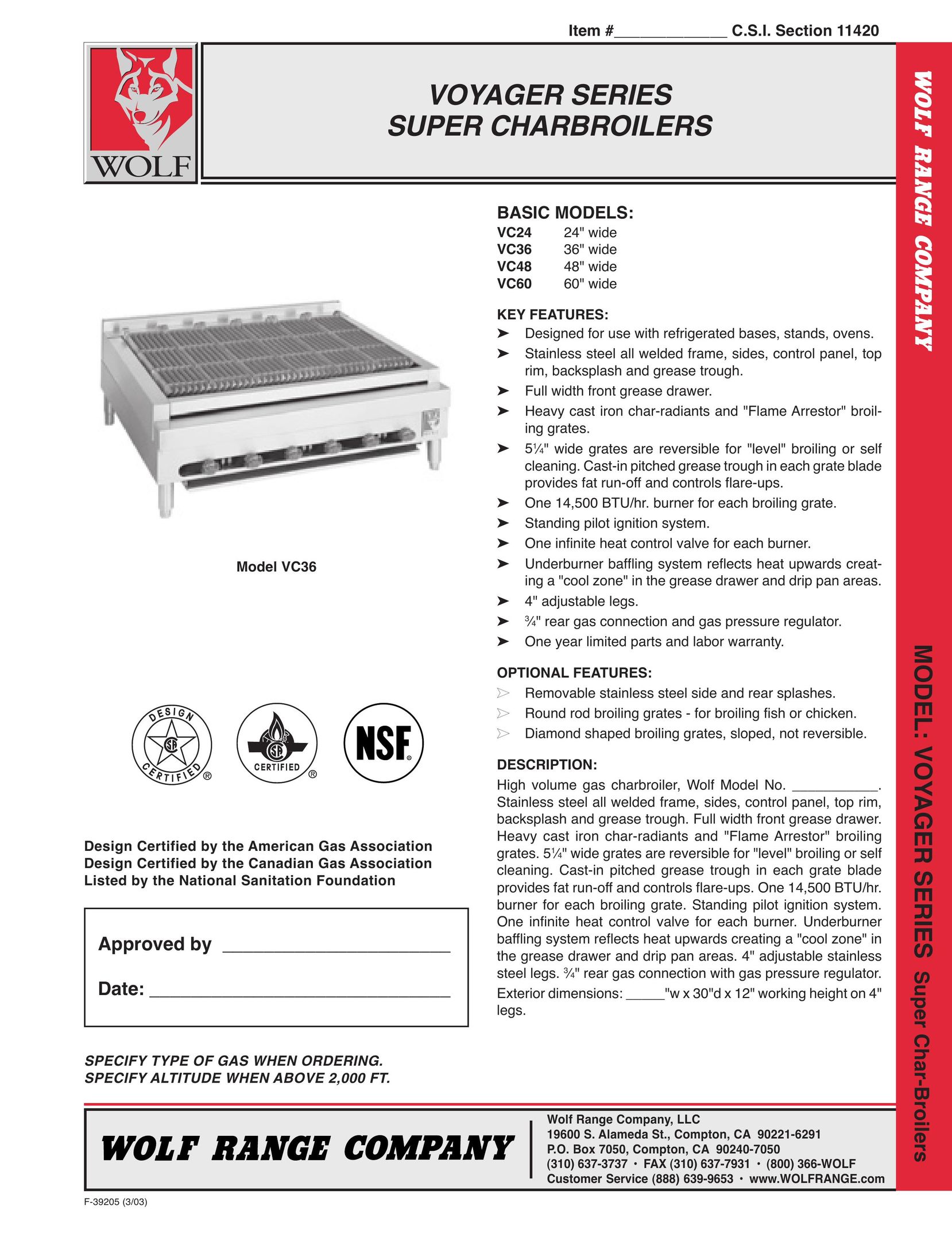 Wolf VC48 Oven User Manual