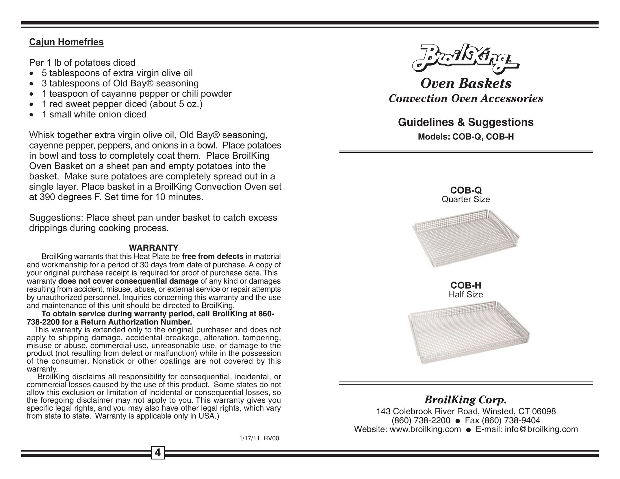 Broil King COB-Q Oven Accessories User Manual