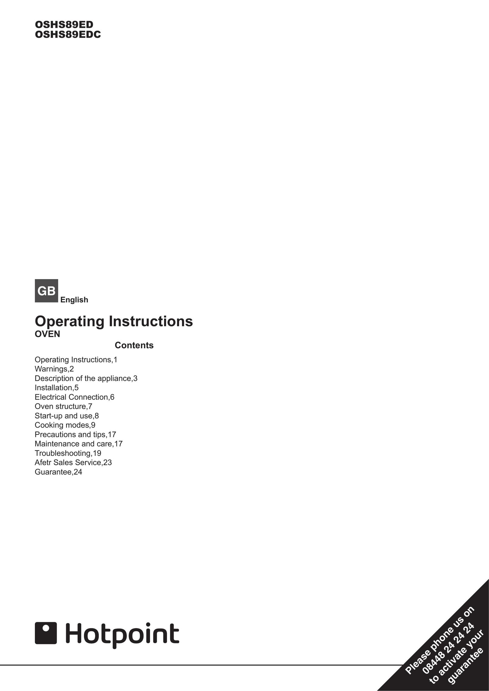 Hotpoint OSHS89ED Oven Accessories User Manual