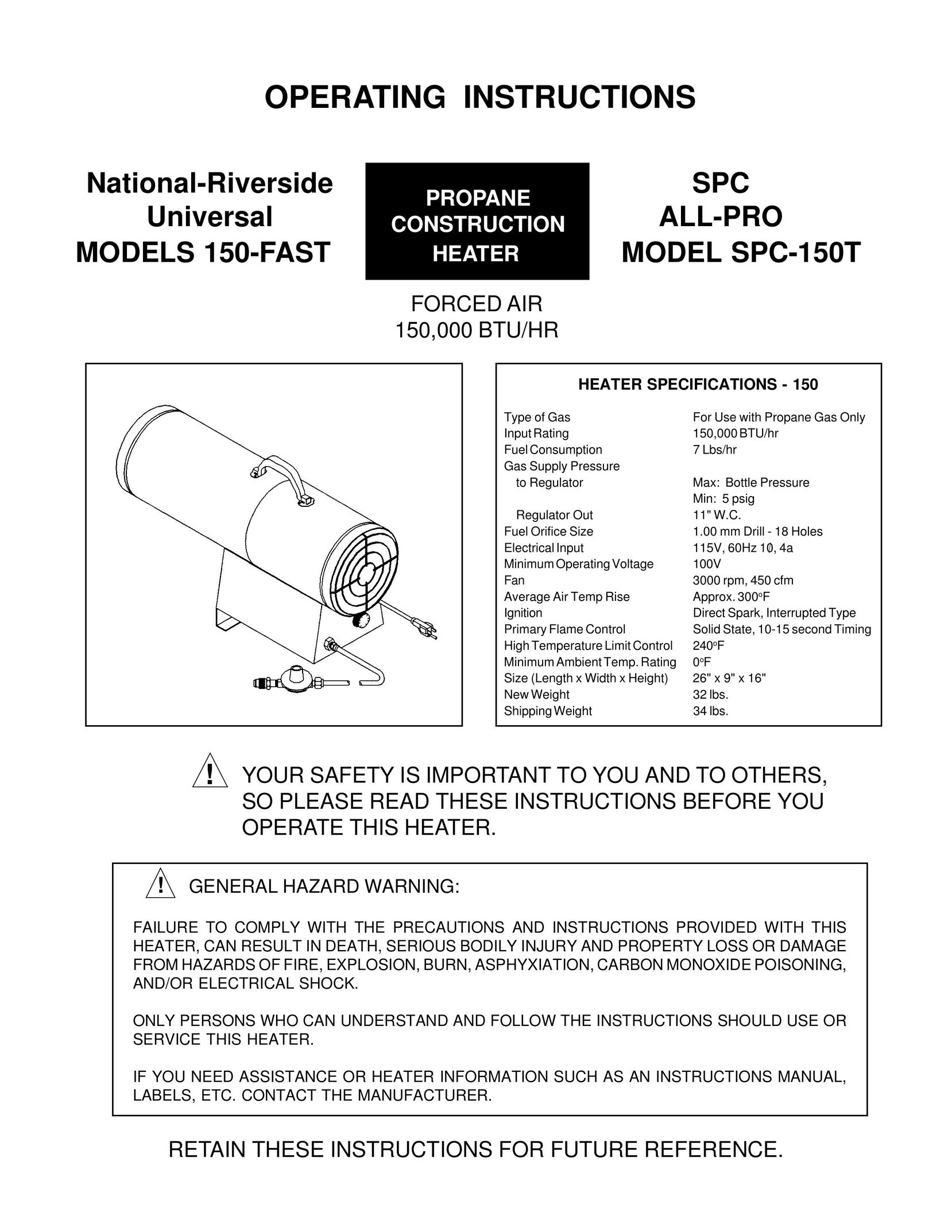 Universal SPC-150T Oven Accessories User Manual