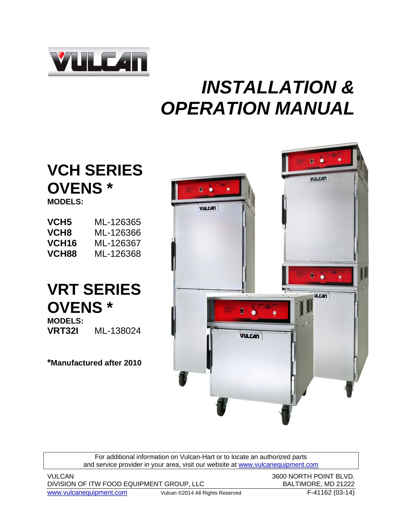 Vulcan-Hart VCH5 ML-126365 Oven Accessories User Manual
