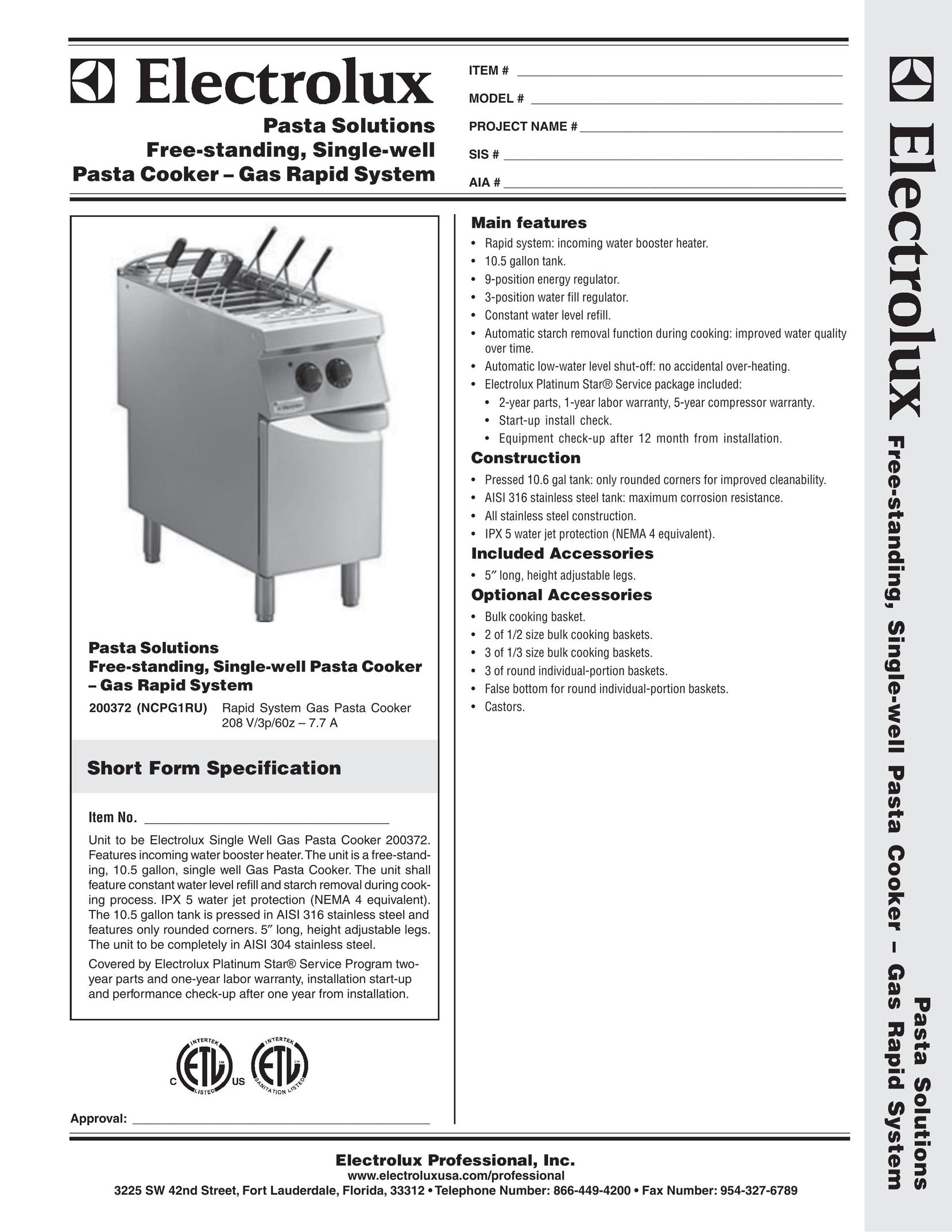 Electrolux 200372 Pasta Maker User Manual