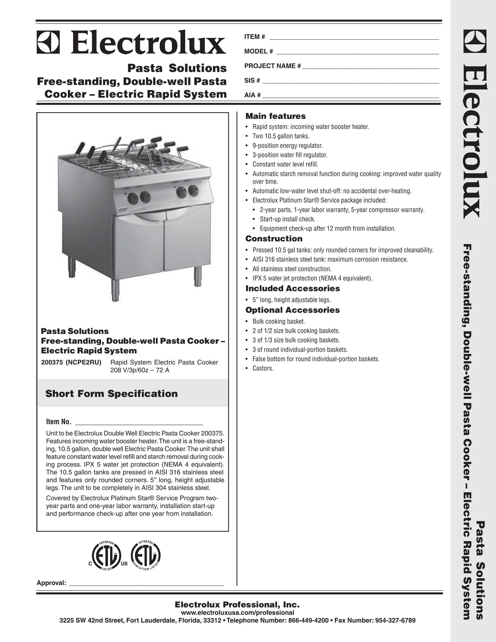 Electrolux 200375 Pasta Maker User Manual