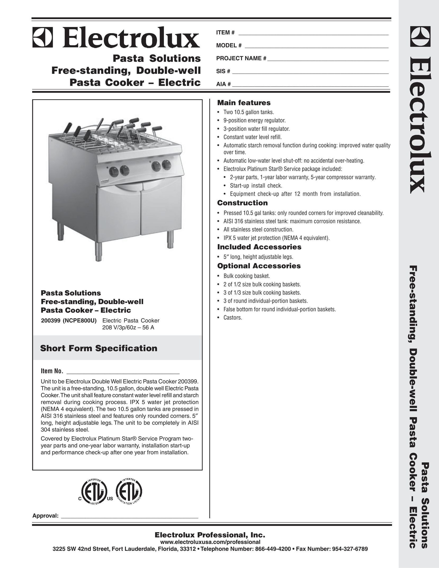 Electrolux 200399 Pasta Maker User Manual