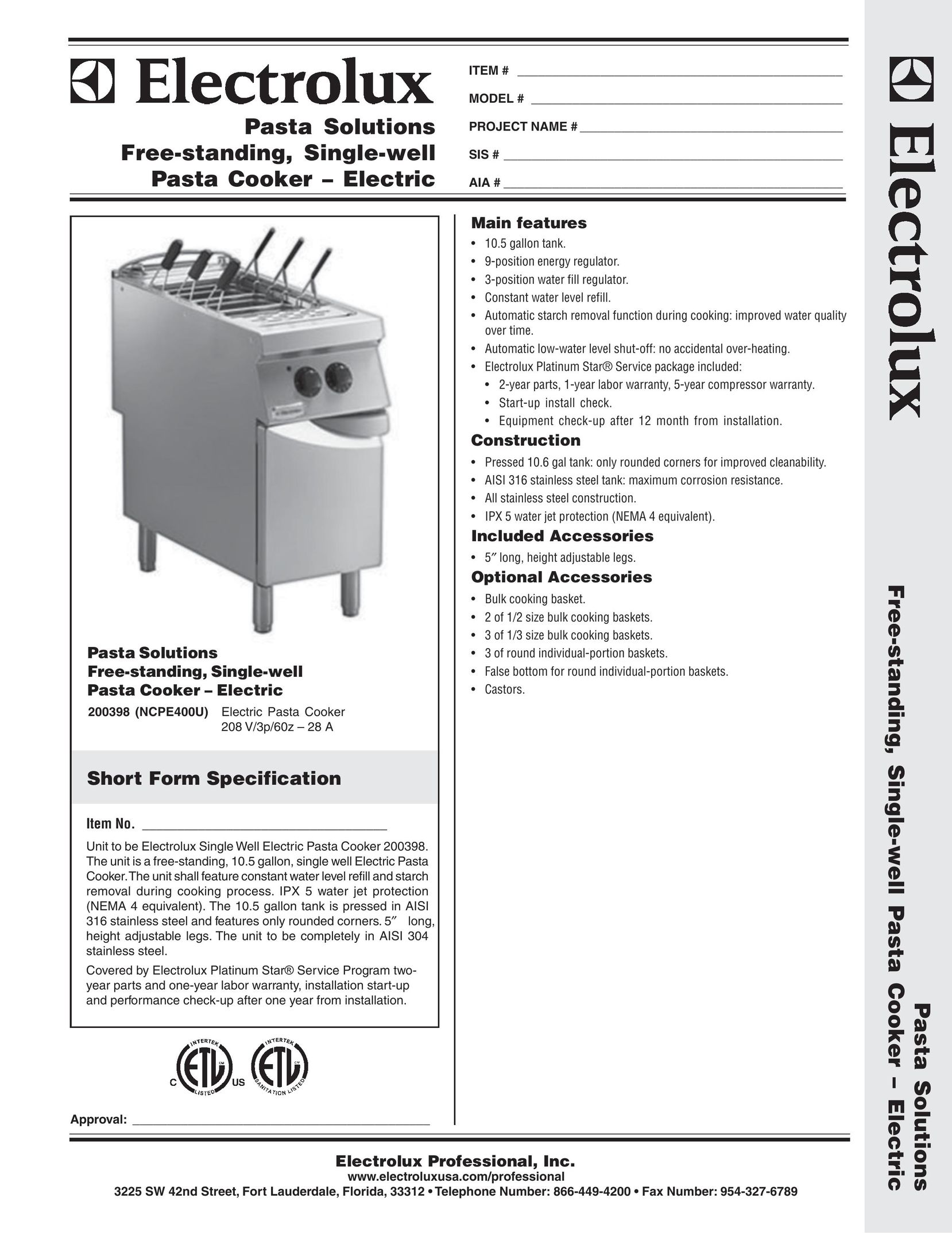 Electrolux NCPE400U Pasta Maker User Manual
