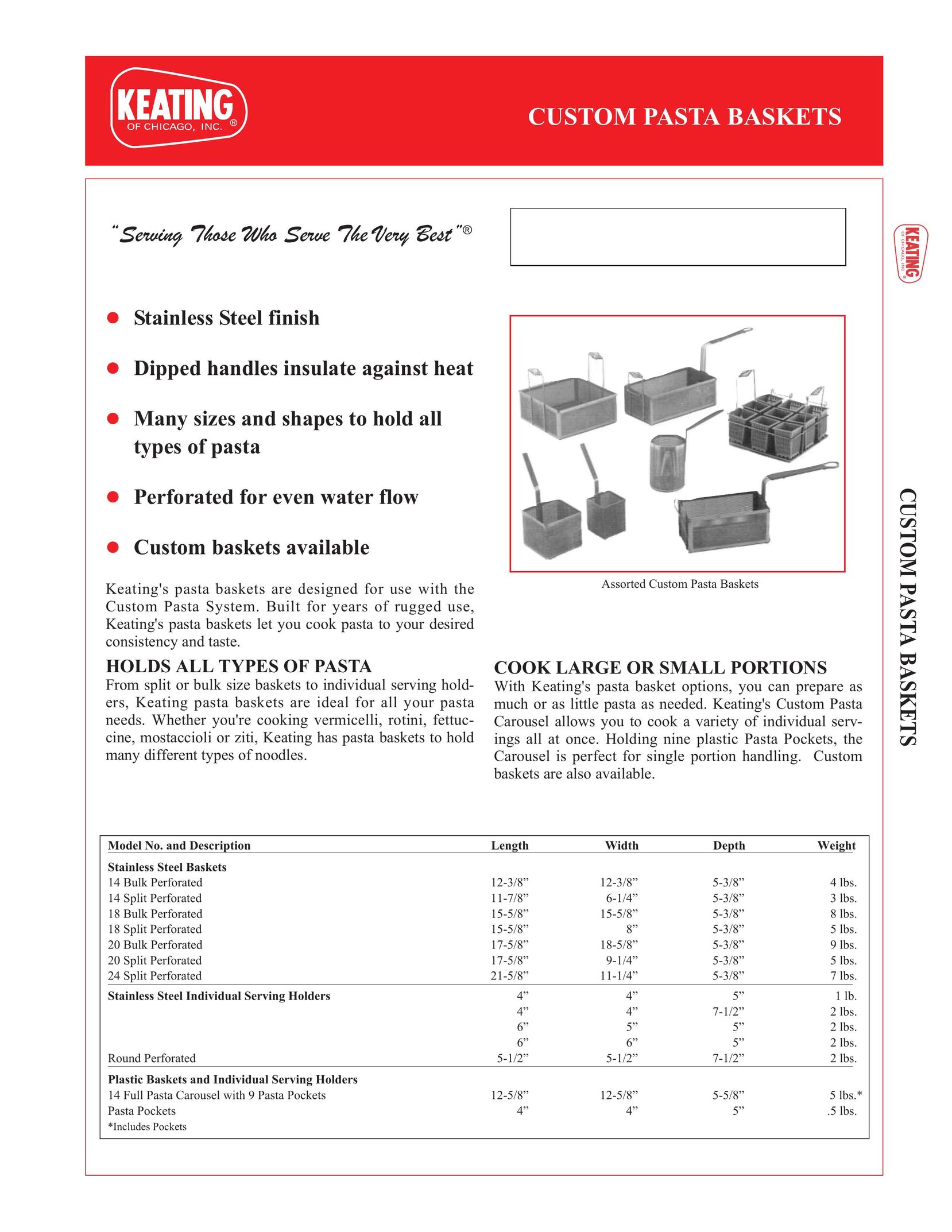 Keating Of Chicago Pasta Baskets Pasta Maker User Manual